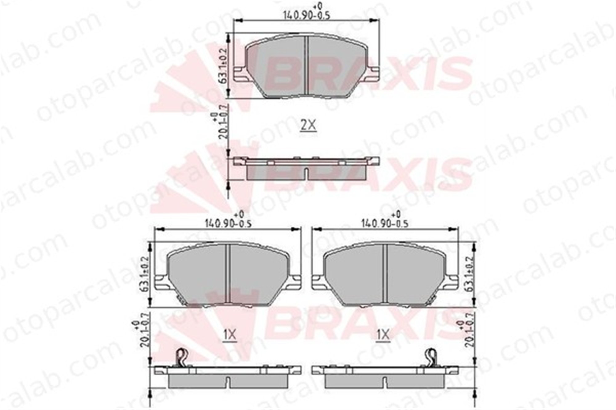 BRAXIS AA0640 Fren Disk Balata Ön JEEP RENEGADE SUV FIAT 500X 77368577 52094174