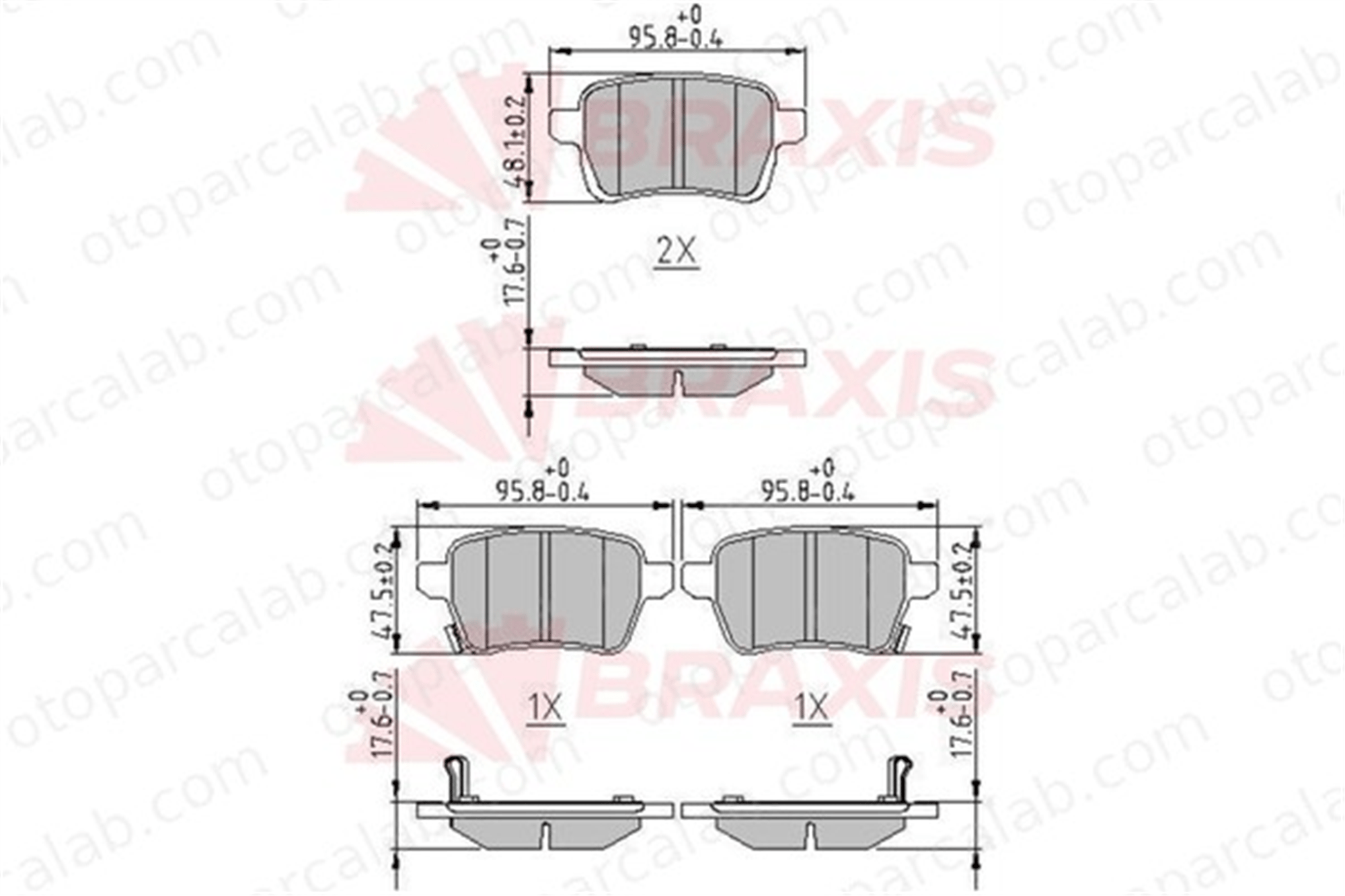 BRAXIS AA0642 Fren Disk Balata Arka FIAT 500L 77366595