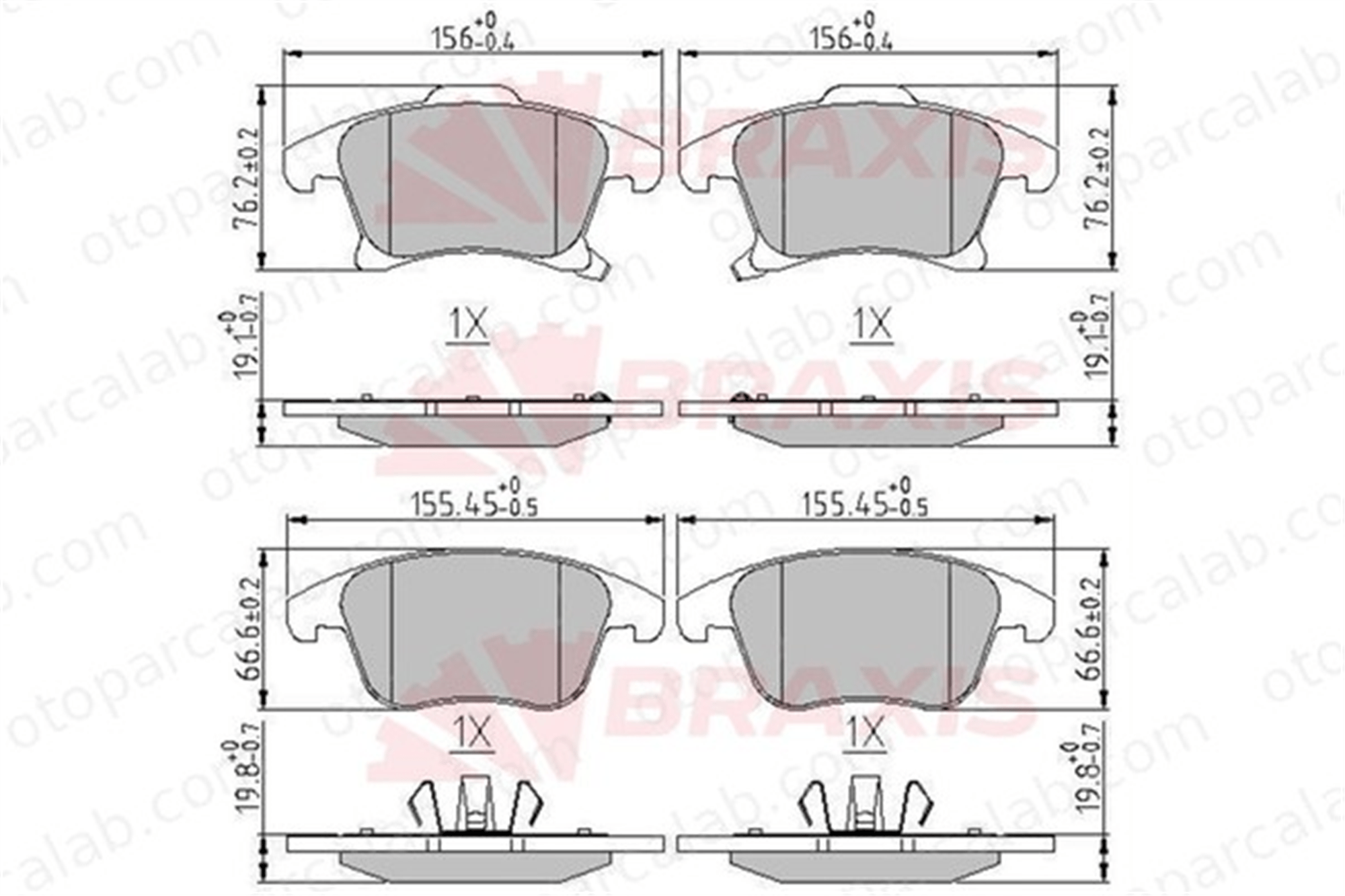 BRAXIS AA0646 Fren Disk Balata Ön FORD MONDEO V Hatchback MONDEO V Turnier DG9C2K021EE 2014119