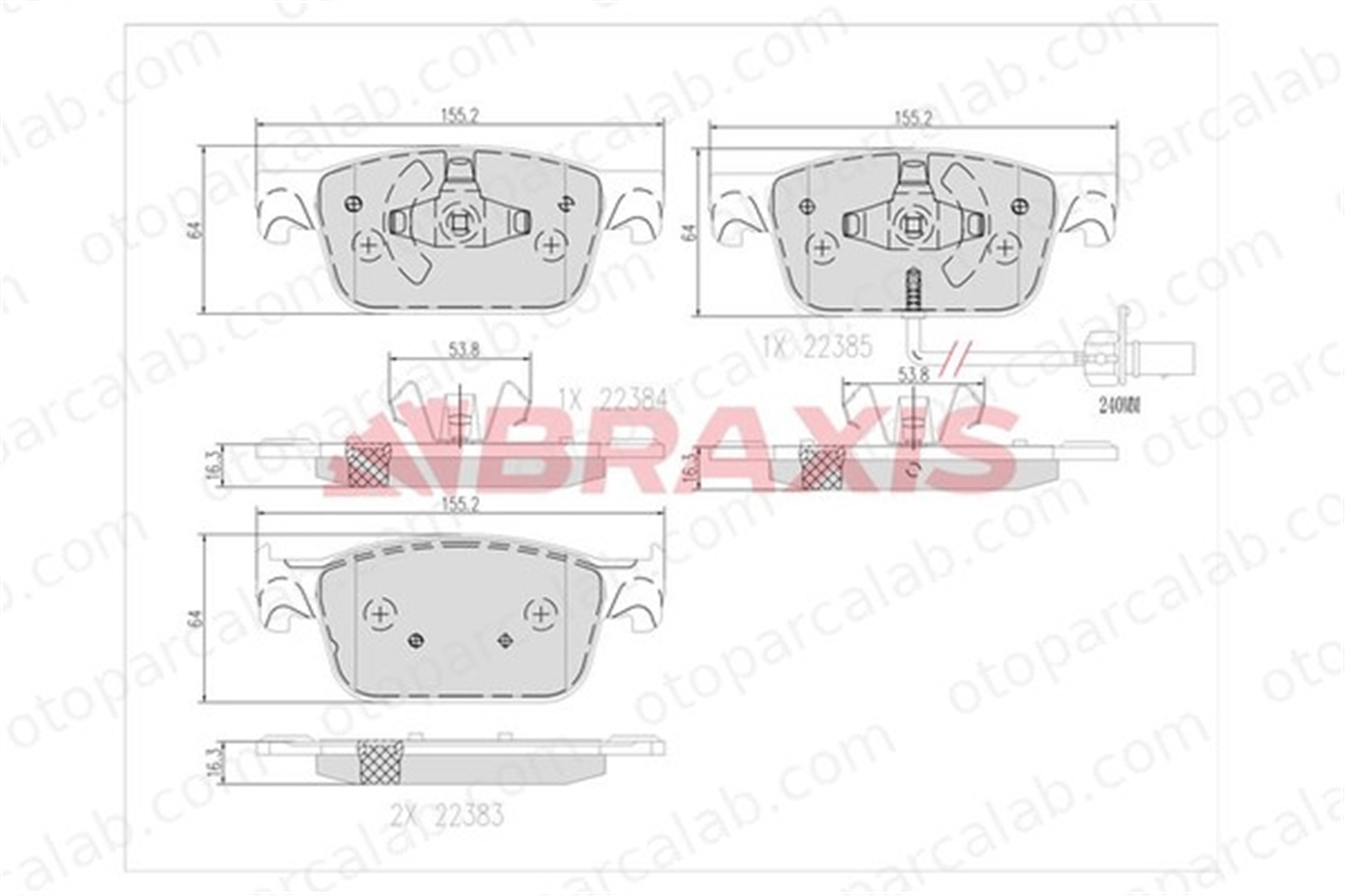 BRAXIS AA0662 Fren Disk Balata Ön AUDI A4 B9 A4 B9 Avant 8W0698151Q 8W0698151AA