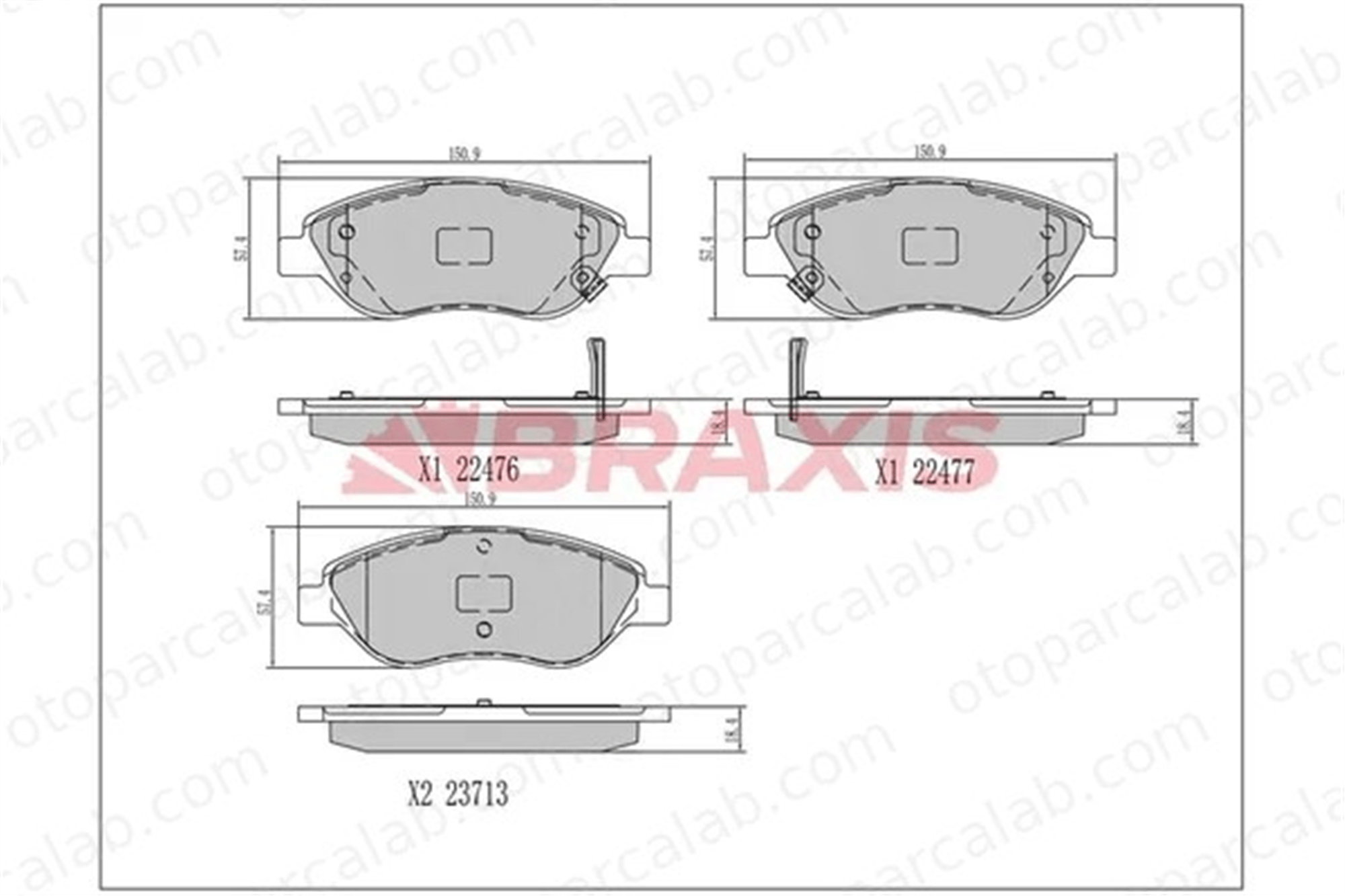 BRAXIS AA0696 Fren Disk Balata Ön FIAT TIPO Hatchback TIPO Station wagon 77367923 77368553
