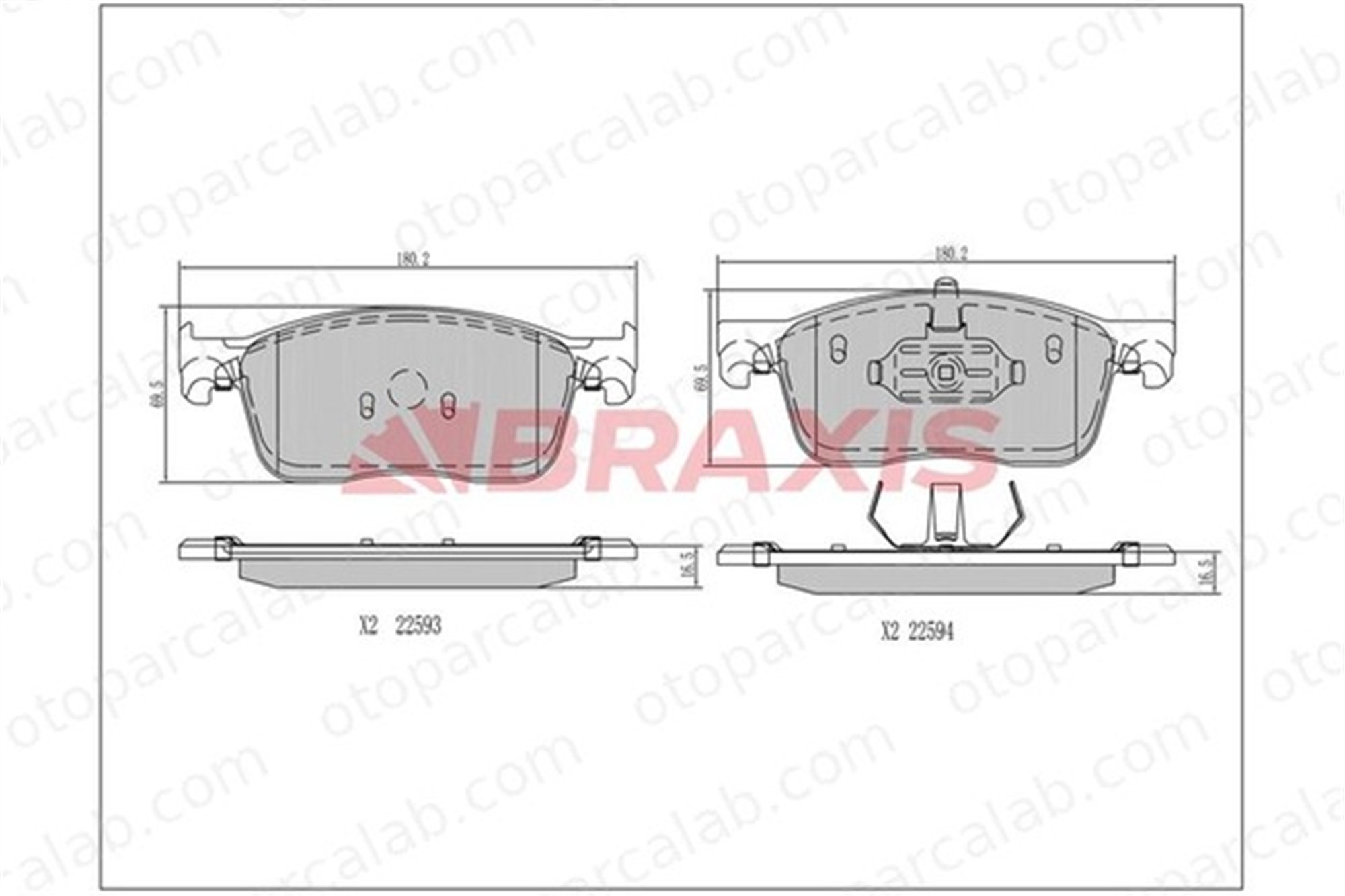 BRAXIS AA0704 Fren Disk Balata Ön CITROËN SPACETOURER Minibüs/Otobüs JUMPY Panelvan/Van 1613260780 SU001A3132