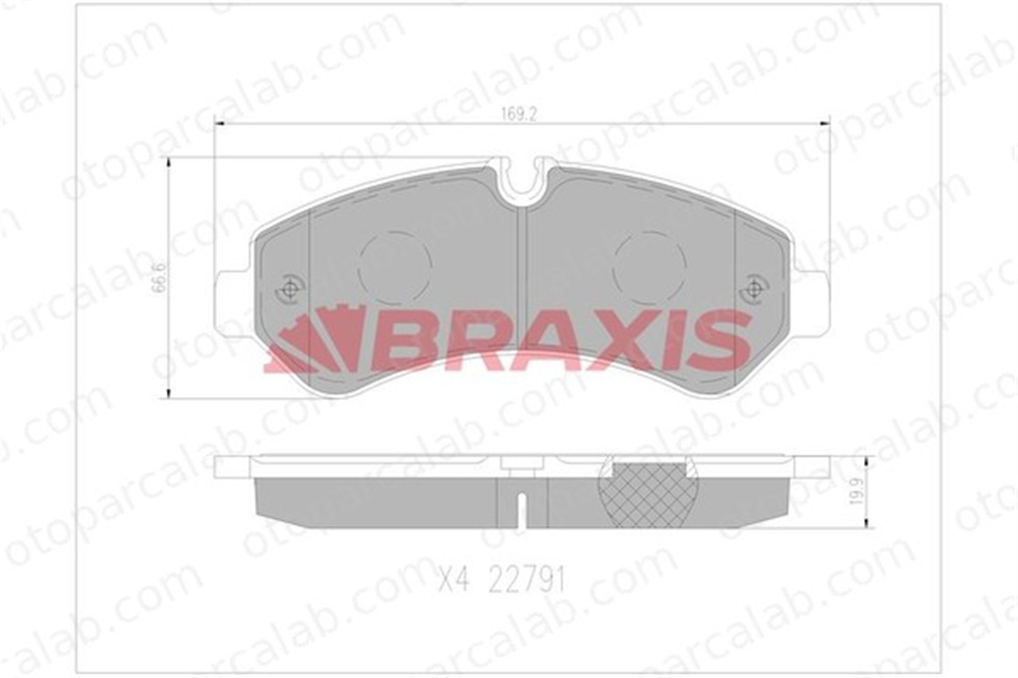 BRAXIS AA0755 Fren Disk Balata Arka MERCEDES-BENZ SPRINTER 5-t Panelvan/Van SPRINTER 5-t Platform şasi A9074208700 9074205201