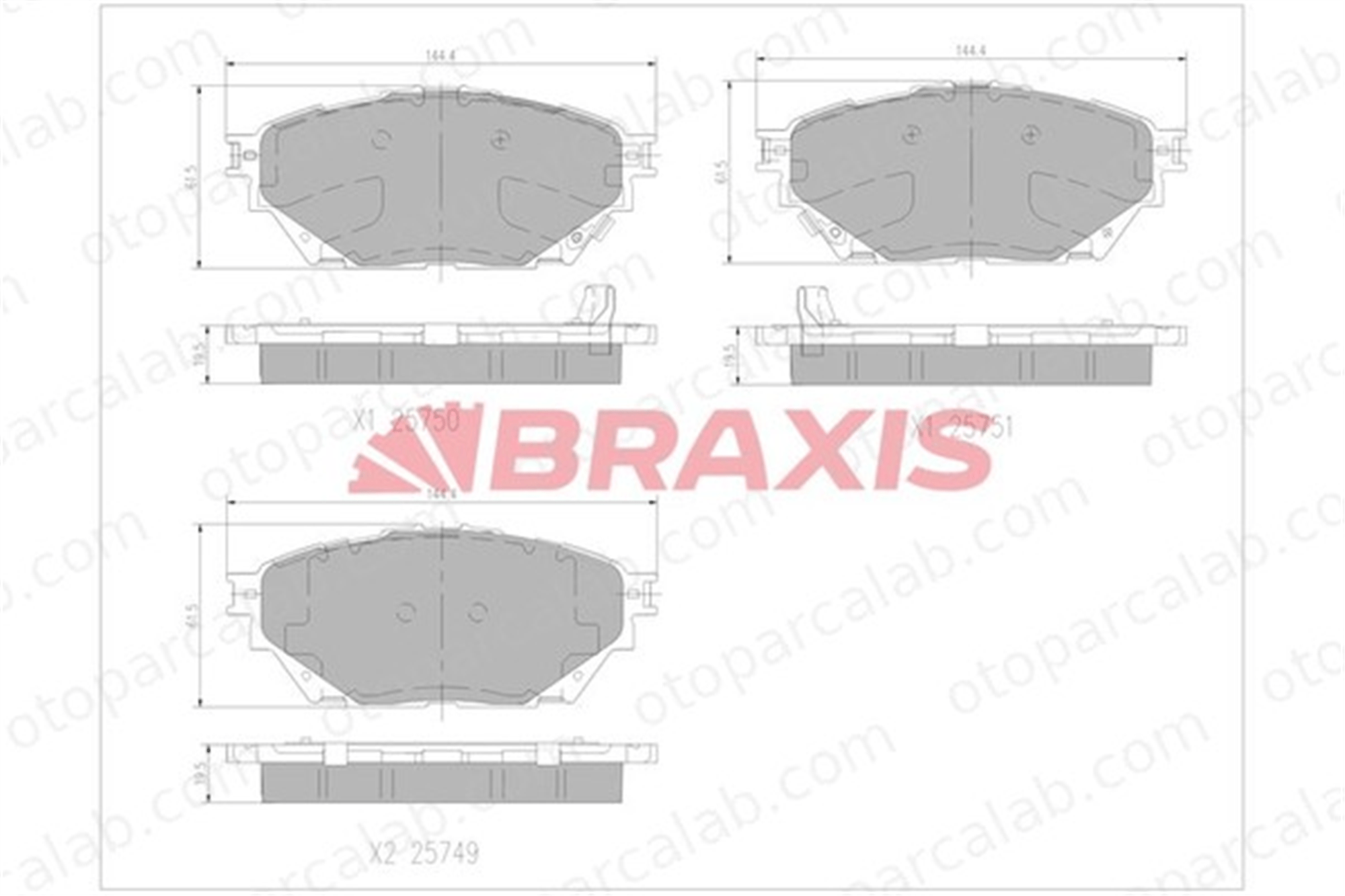 BRAXIS AA0764 Fren Disk Balata Ön veya Arka FUSO (MITSUBISHI) CANTER CANTER VII MK585740 ML252415
