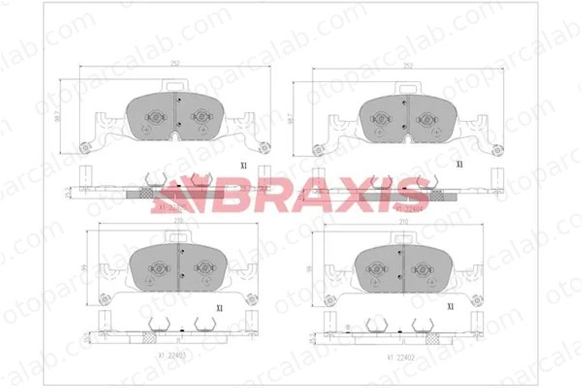 BRAXIS AA0773 Fren Disk Balata Ön AUDI A4 B9 A4 B9 Avant 8W0698151AQ 8W0698151AC