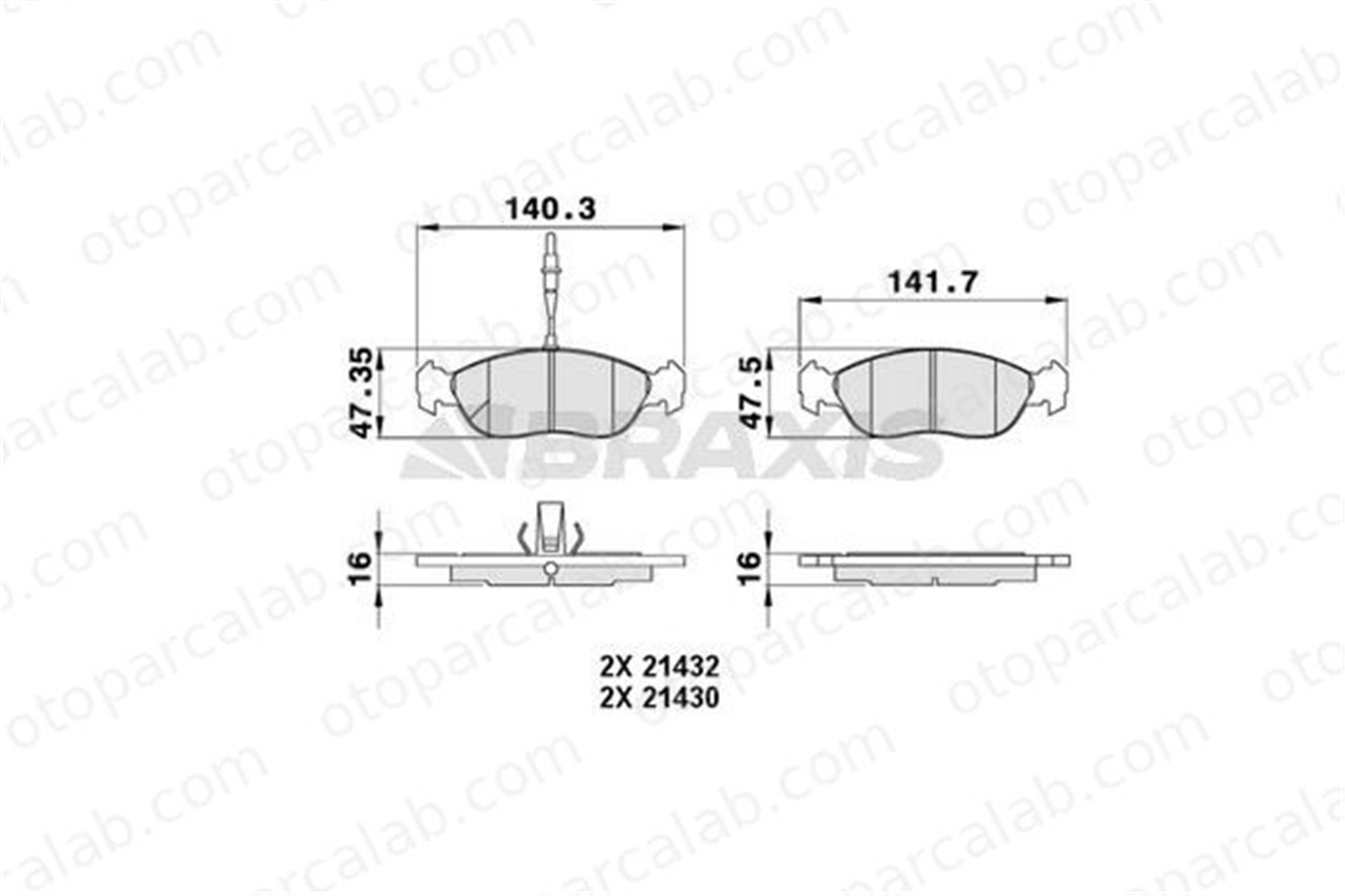 BRAXIS AB0016 Fren Disk Balata Ön CITROËN XSARA PEUGEOT 306 425170 425138