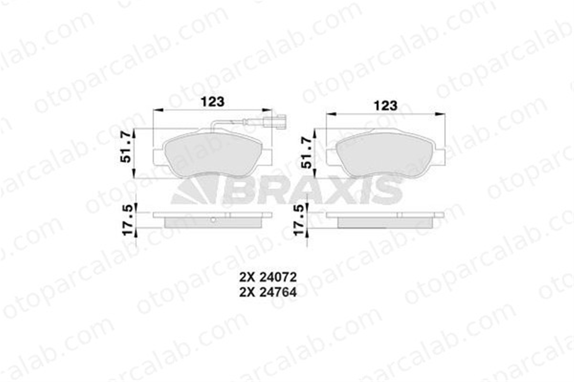 BRAXIS AB0022 Fren Disk Balata Ön FIAT PANDA 500 77364637 77364477