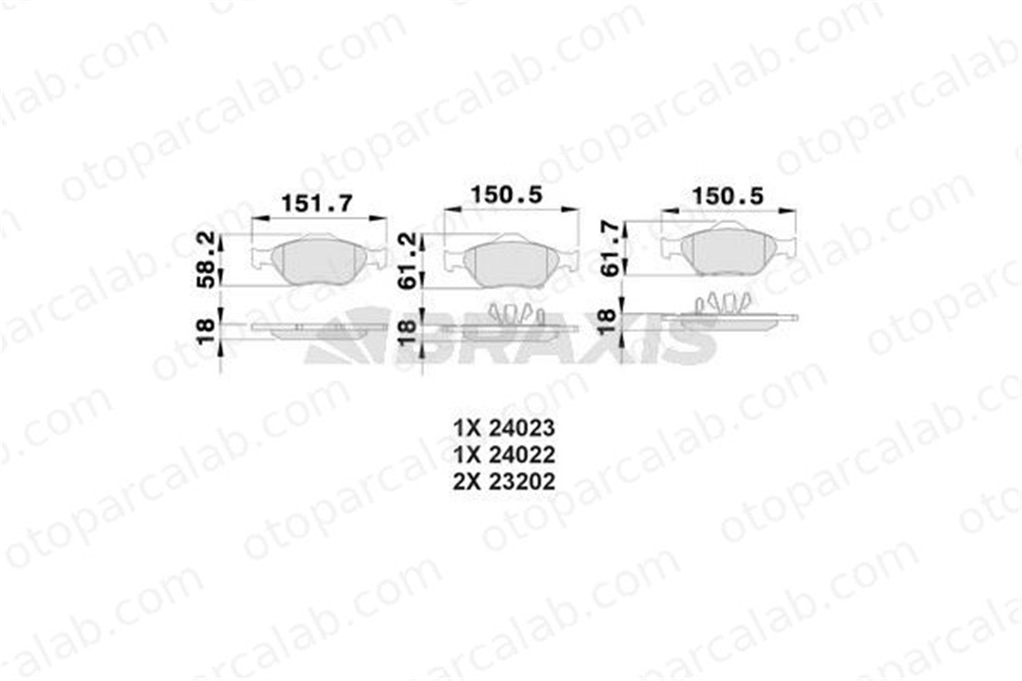 BRAXIS AB0030 Fren Disk Balata Ön TOYOTA YARIS DAIHATSU CHARADE VIII 44650D050 04465-0D050