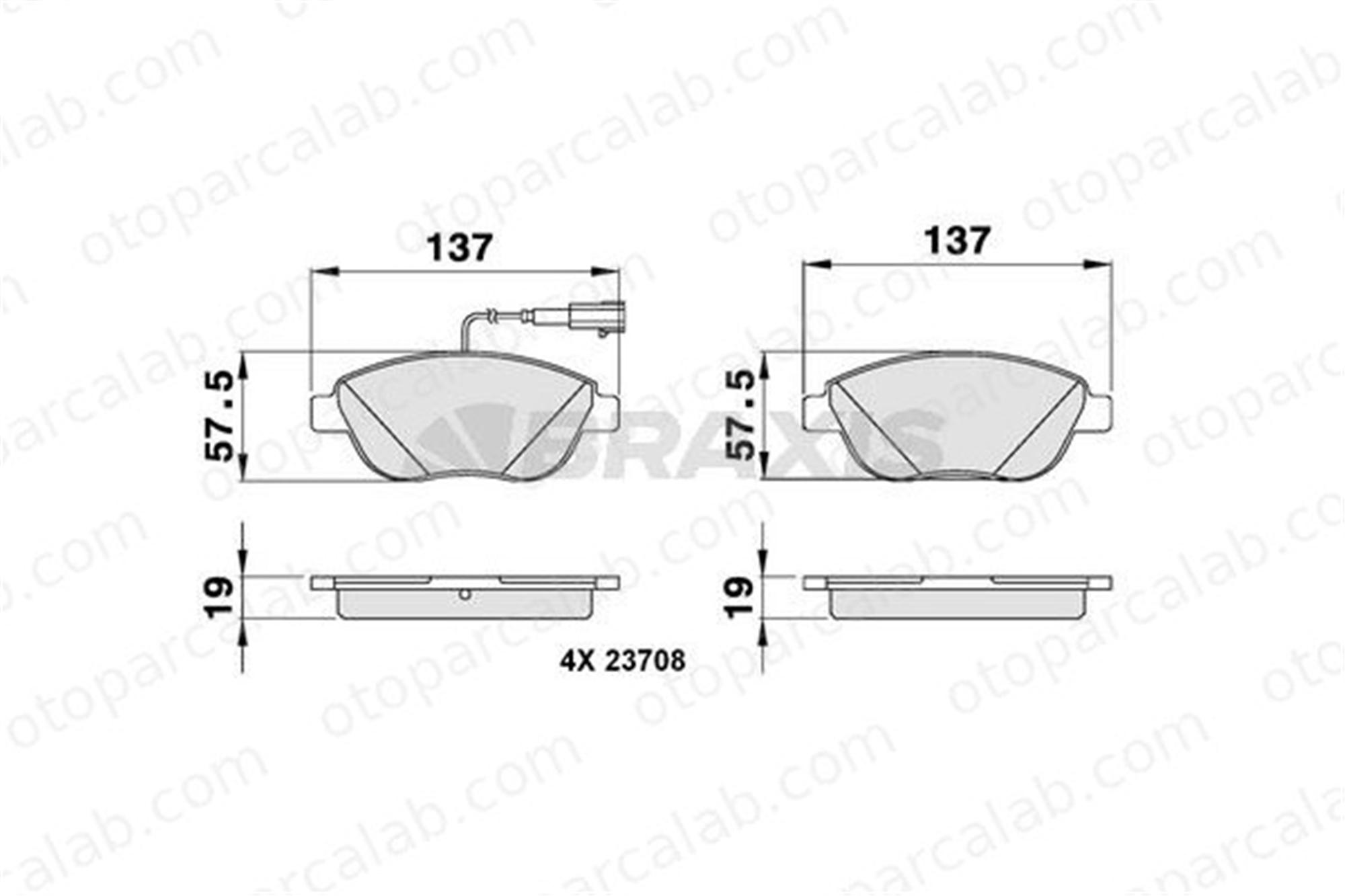 BRAXIS AB0037 Fren Disk Balata Ön FIAT DOBLO Cargo GRANDE PUNTO 71770094 71770106