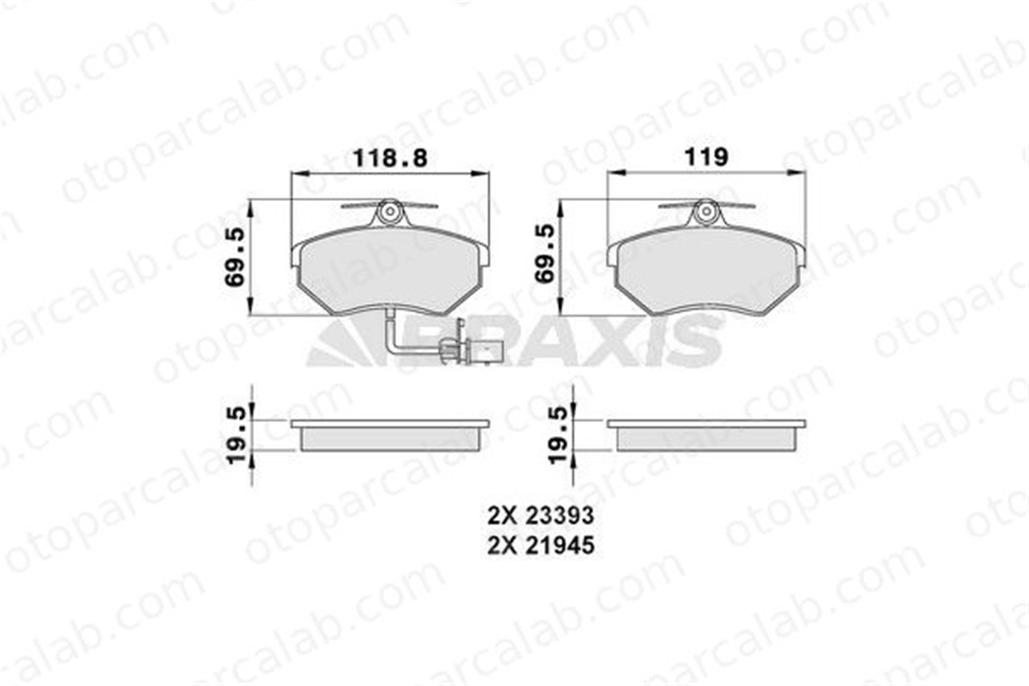 BRAXIS AB0038 Fren Disk Balata Ön AUDI A4 B5 Avant A4 B6 8E0698151B 8E0698151M