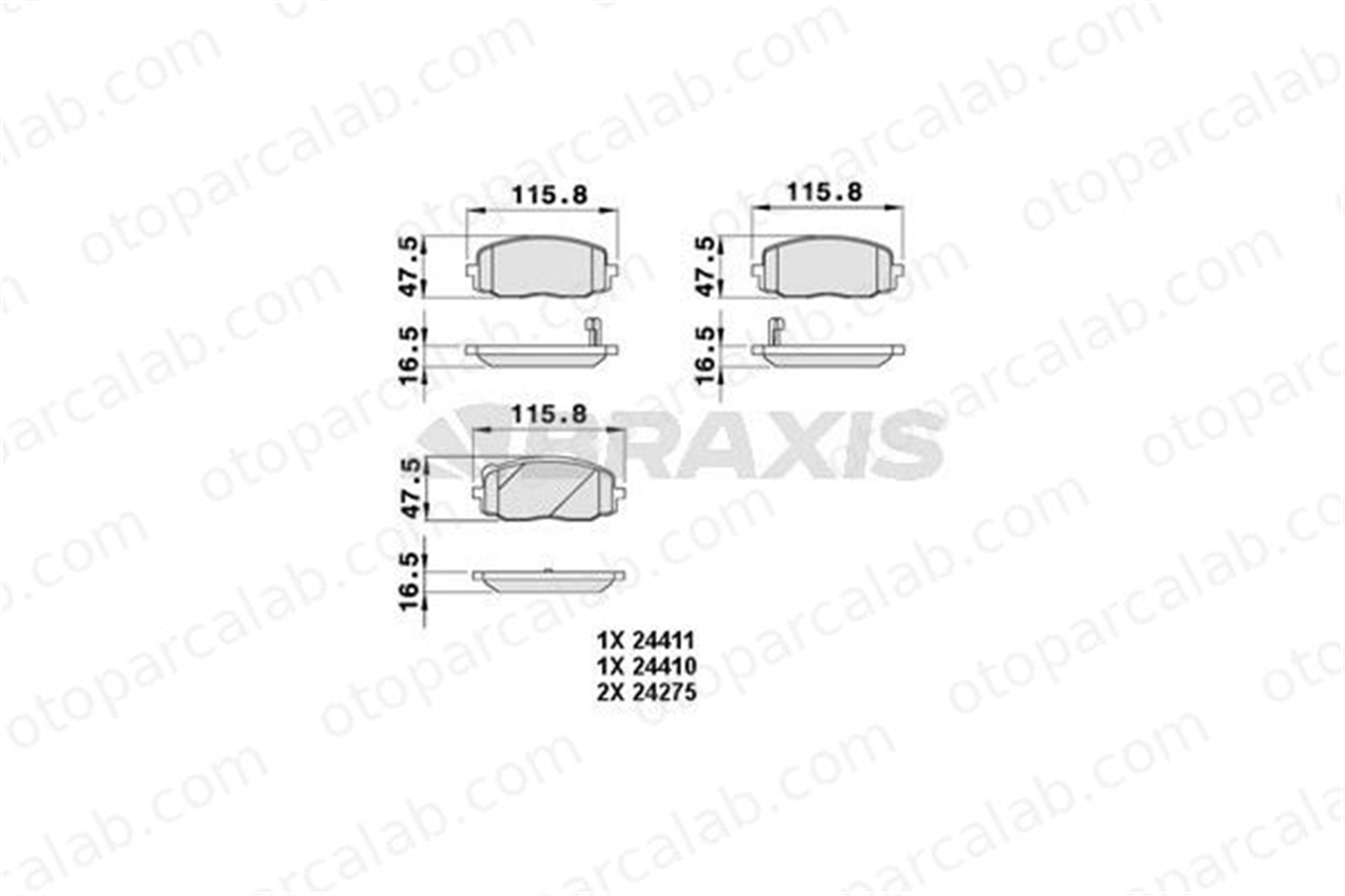 BRAXIS AB0052 Fren Disk Balata Ön HYUNDAI i10 I KIA PICANTO I 5810107A10 5810107A20