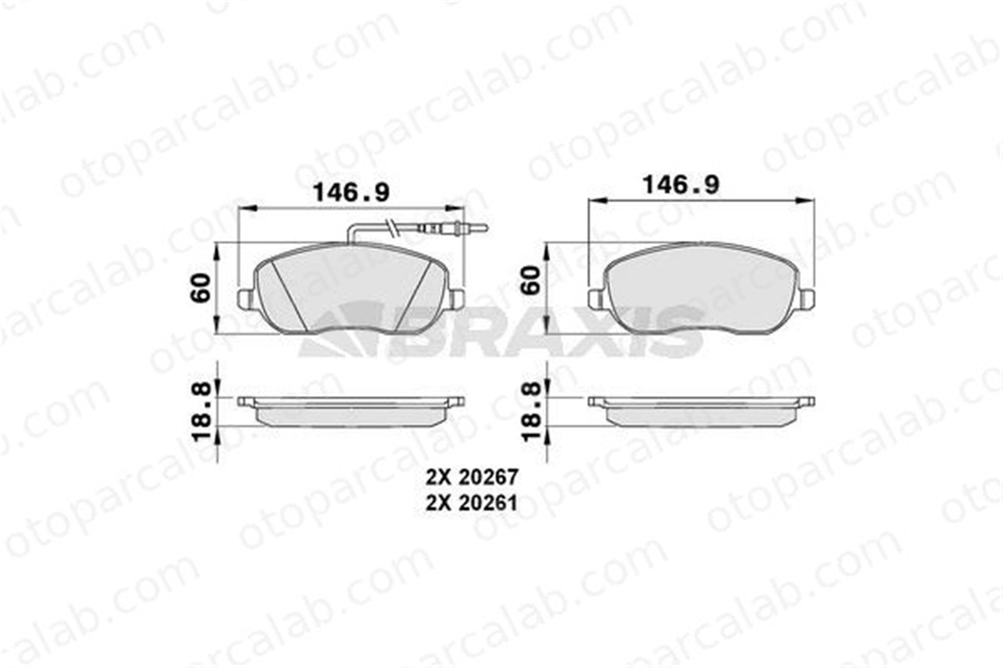 BRAXIS AB0075 Fren Disk Balata Ön CITROËN C8 FIAT ULYSSE 425457 77364447