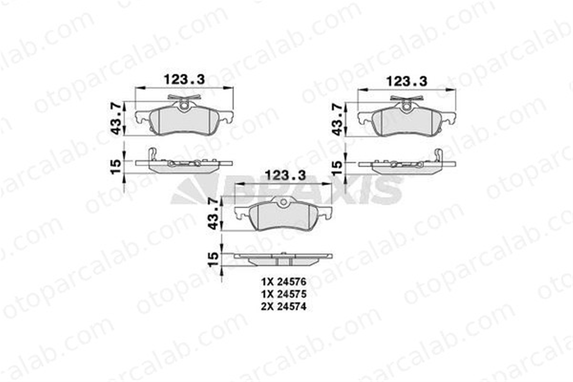 BRAXIS AB0079 Fren Disk Balata Arka TOYOTA YARIS DAIHATSU CHARADE VIII 43022TV0E01 44660D010