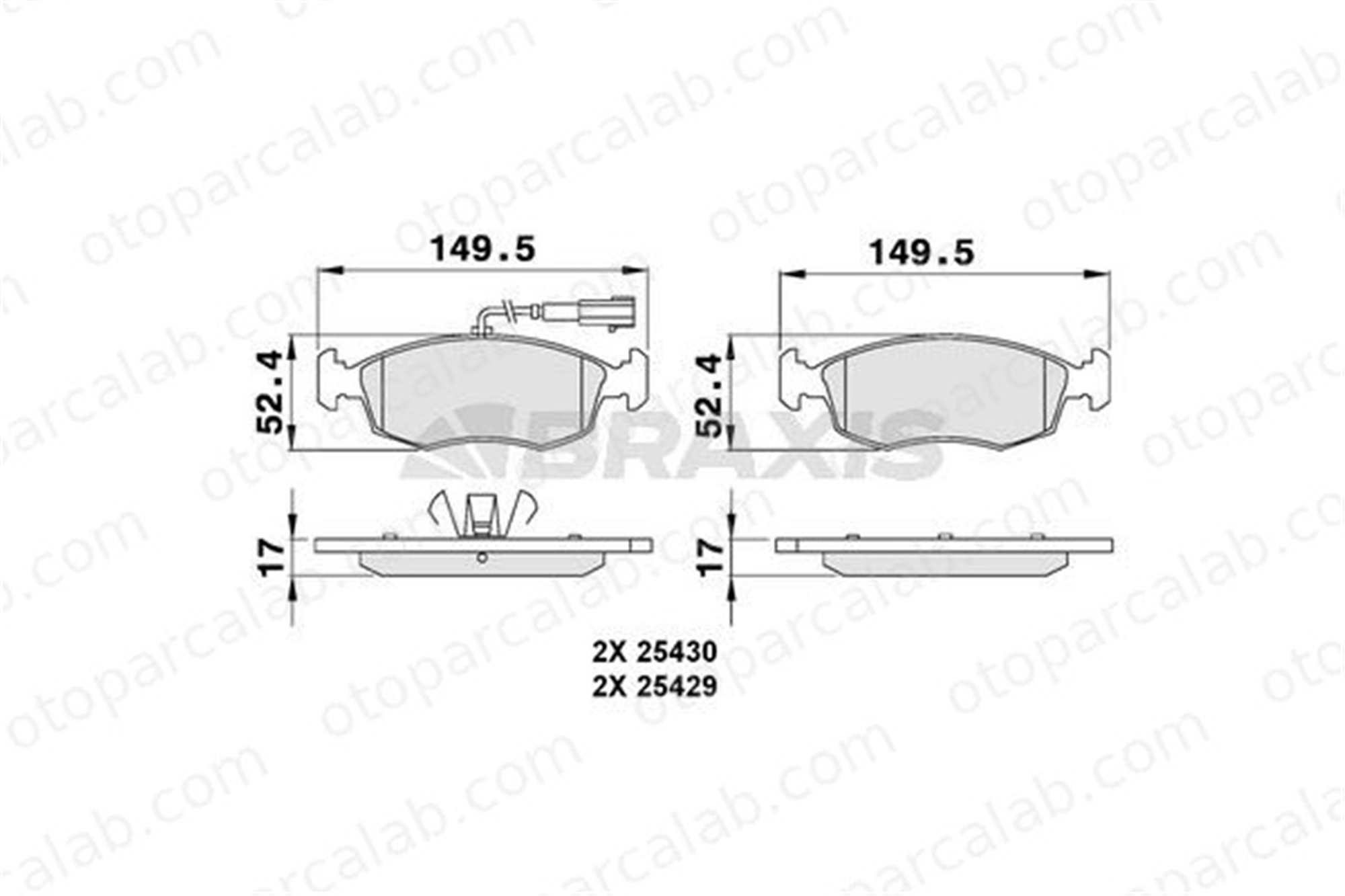 BRAXIS AB0080 Fren Disk Balata Ön FIAT PUNTO PUNTO EVO 77366538 77366537