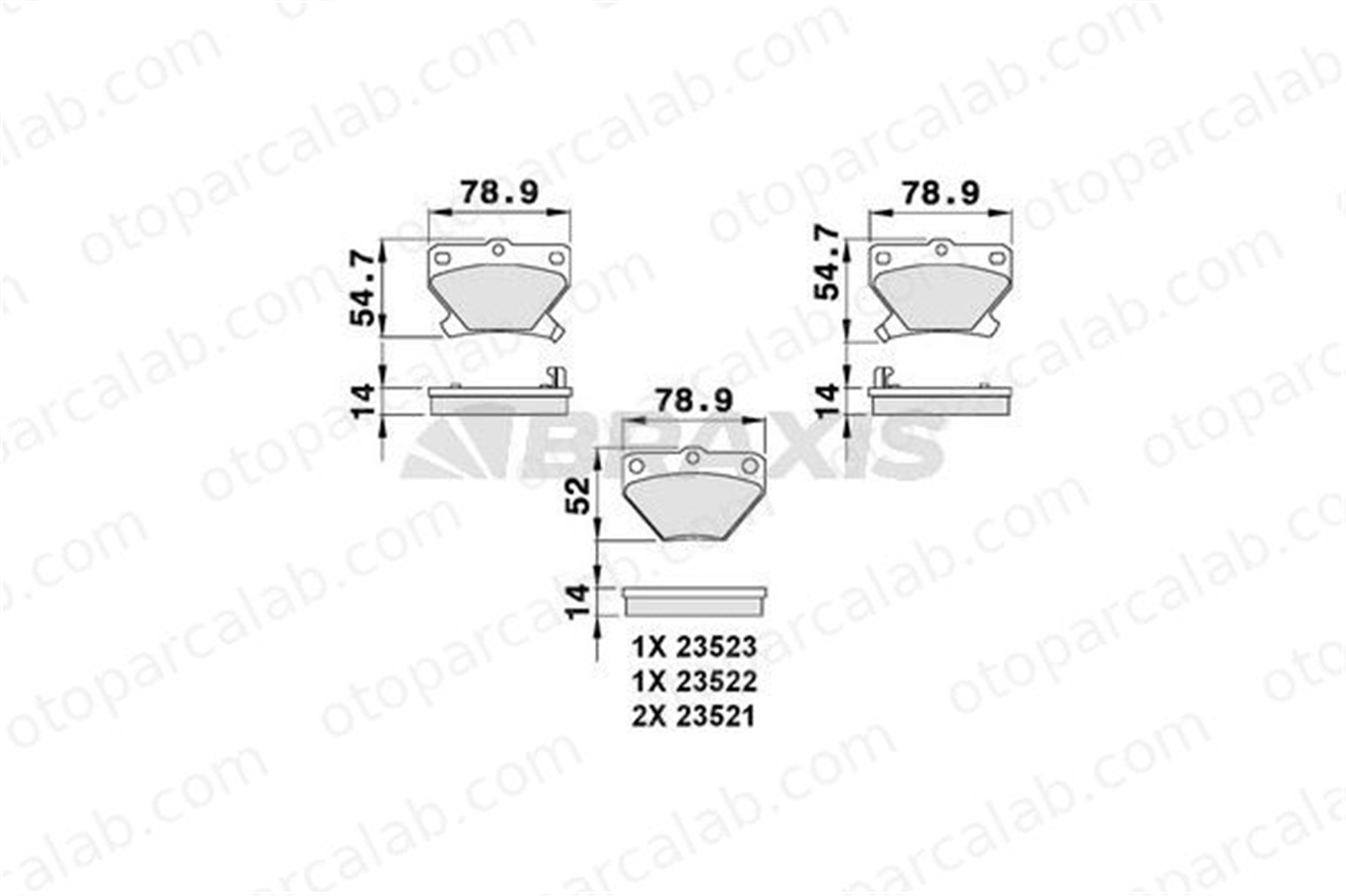 BRAXIS AB0085 Fren Disk Balata Arka TOYOTA YARIS VERSO COROLLA Station wagon 446652040 04466-52040