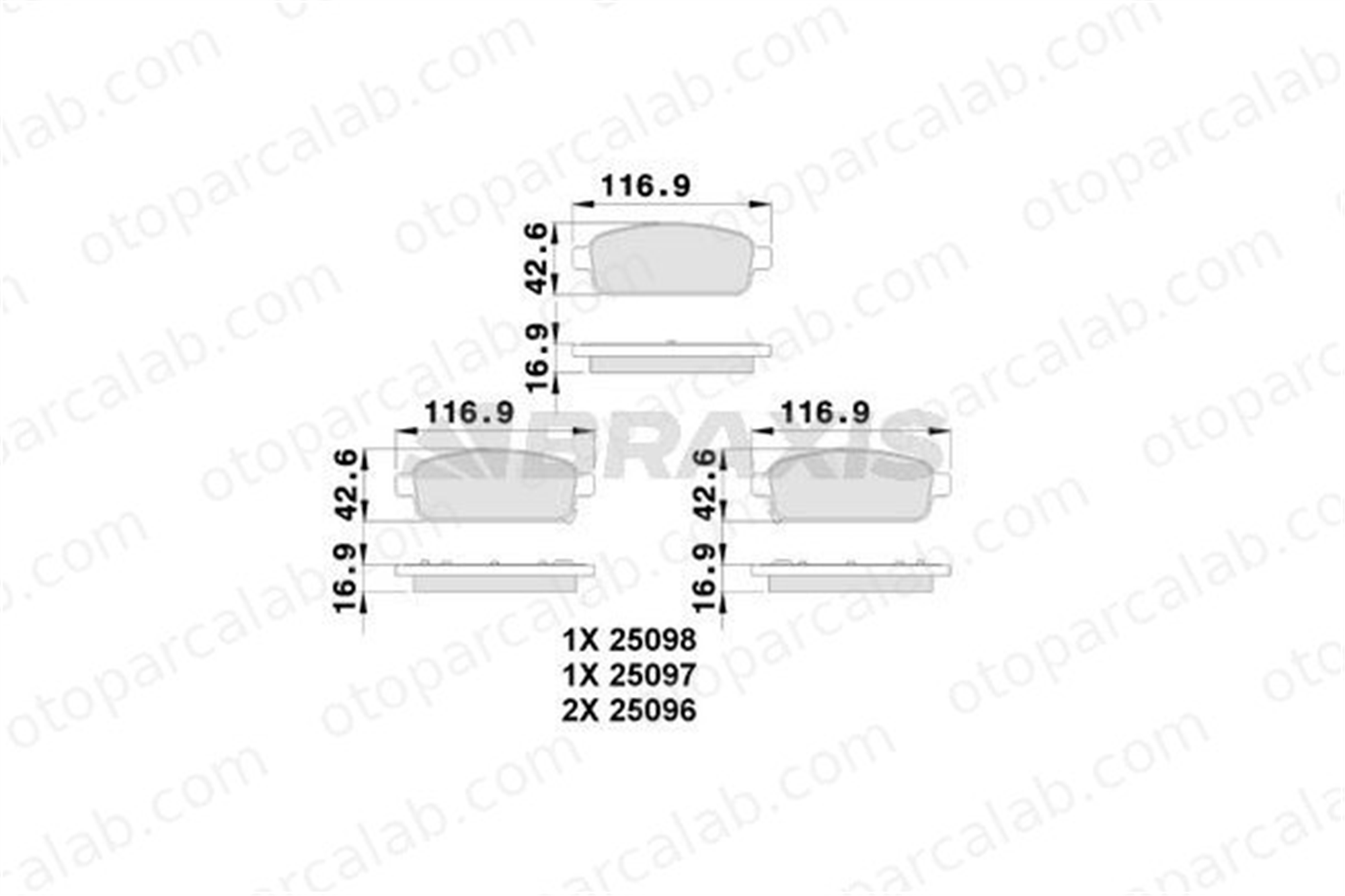 BRAXIS AB0100 Fren Disk Balata Arka OPEL ASTRA J ASTRA J Sports Tourer 1605180 1605140
