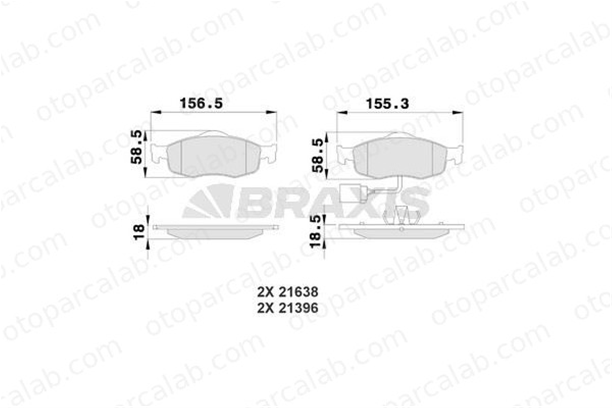 BRAXIS AB0116 Fren Disk Balata Ön FORD MONDEO II MONDEO II Sedan 97BX2K021AB 6877837