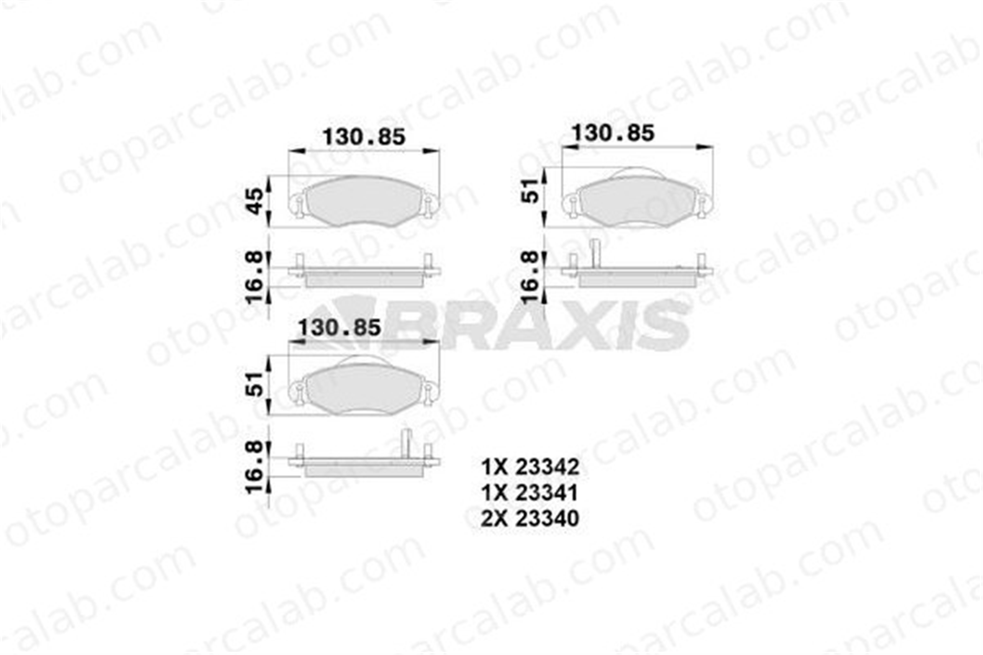 BRAXIS AB0120 Fren Disk Balata Ön TOYOTA YARIS 44650D040 04465-0D040