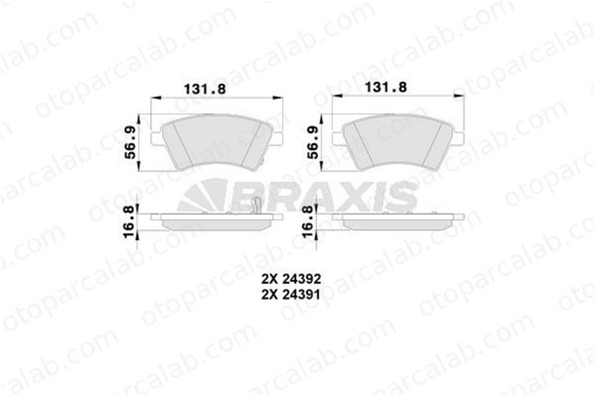BRAXIS AB0121 Fren Disk Balata Ön SUZUKI SX4 FIAT SEDICI 71750033 5581079J00
