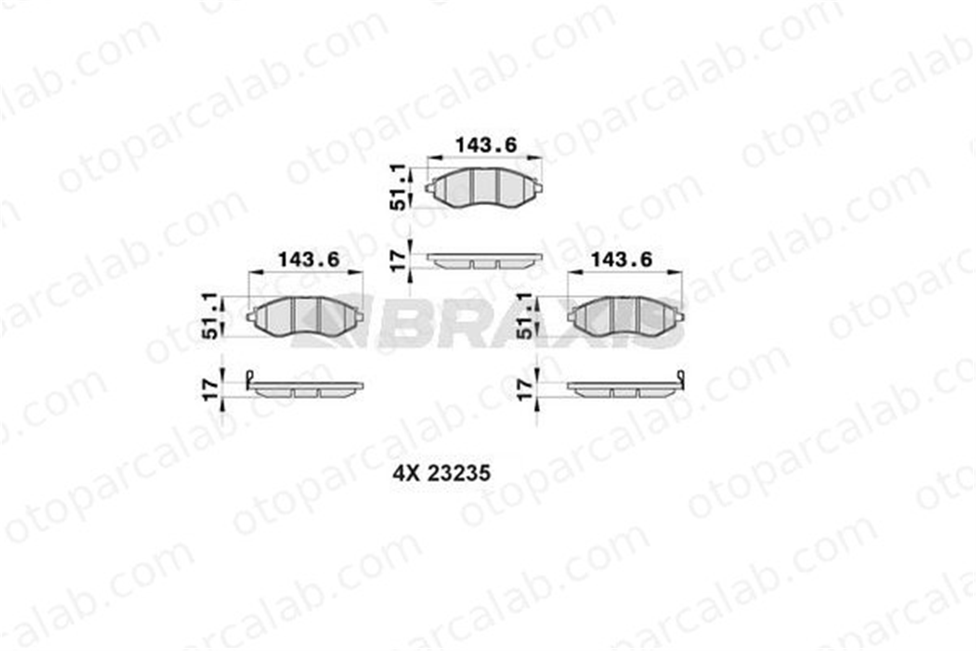 BRAXIS AB0158 Fren Disk Balata Ön CHEVROLET REZZO MPV DAEWOO REZZO 96495227 96245178