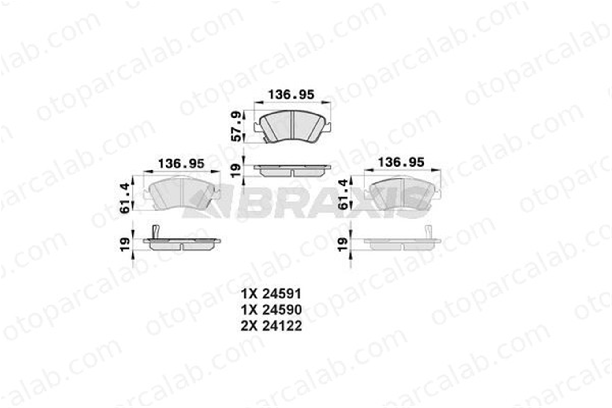 BRAXIS AB0163 Fren Disk Balata Ön TOYOTA AURIS COROLLA Sedan 446502210 04465-02210