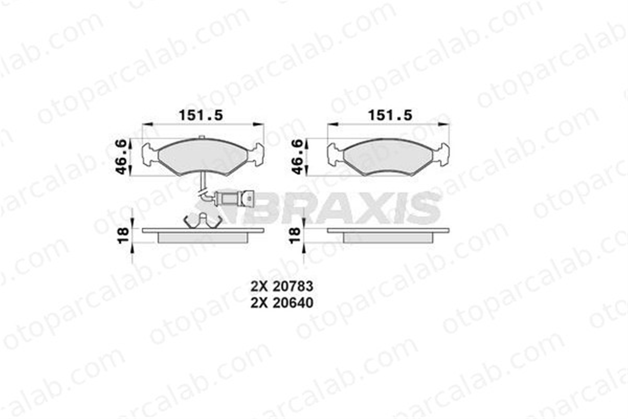 BRAXIS AB0169 Fren Disk Balata Ön FORD FIESTA III SIERRA II Hatchback 6704268 5018900