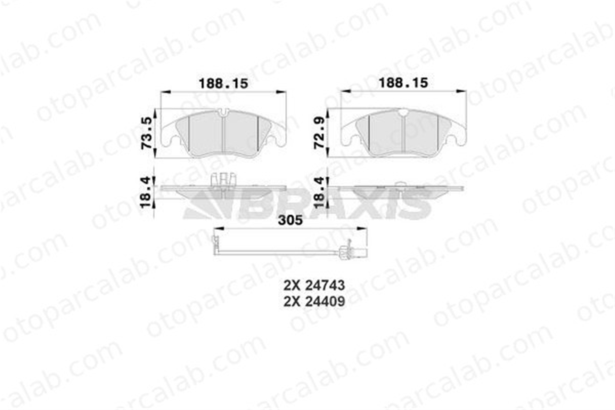 BRAXIS AB0177 Fren Disk Balata Ön AUDI A5 A4 B8 8K0698151E 4G0698151D