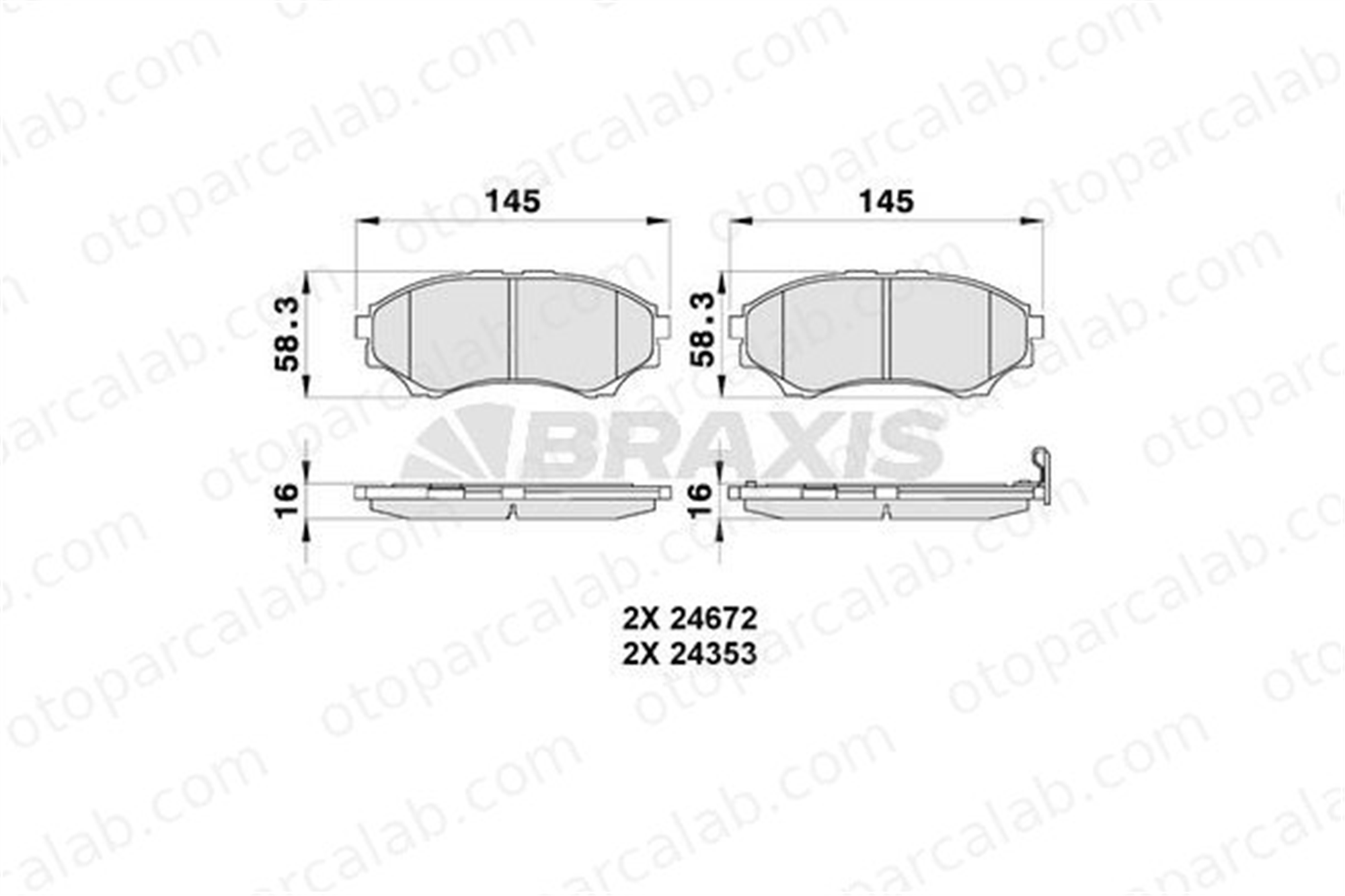 BRAXIS AB0178 Fren Disk Balata Ön FORD RANGER MAZDA B-SERIE 3M352001BA 1356600