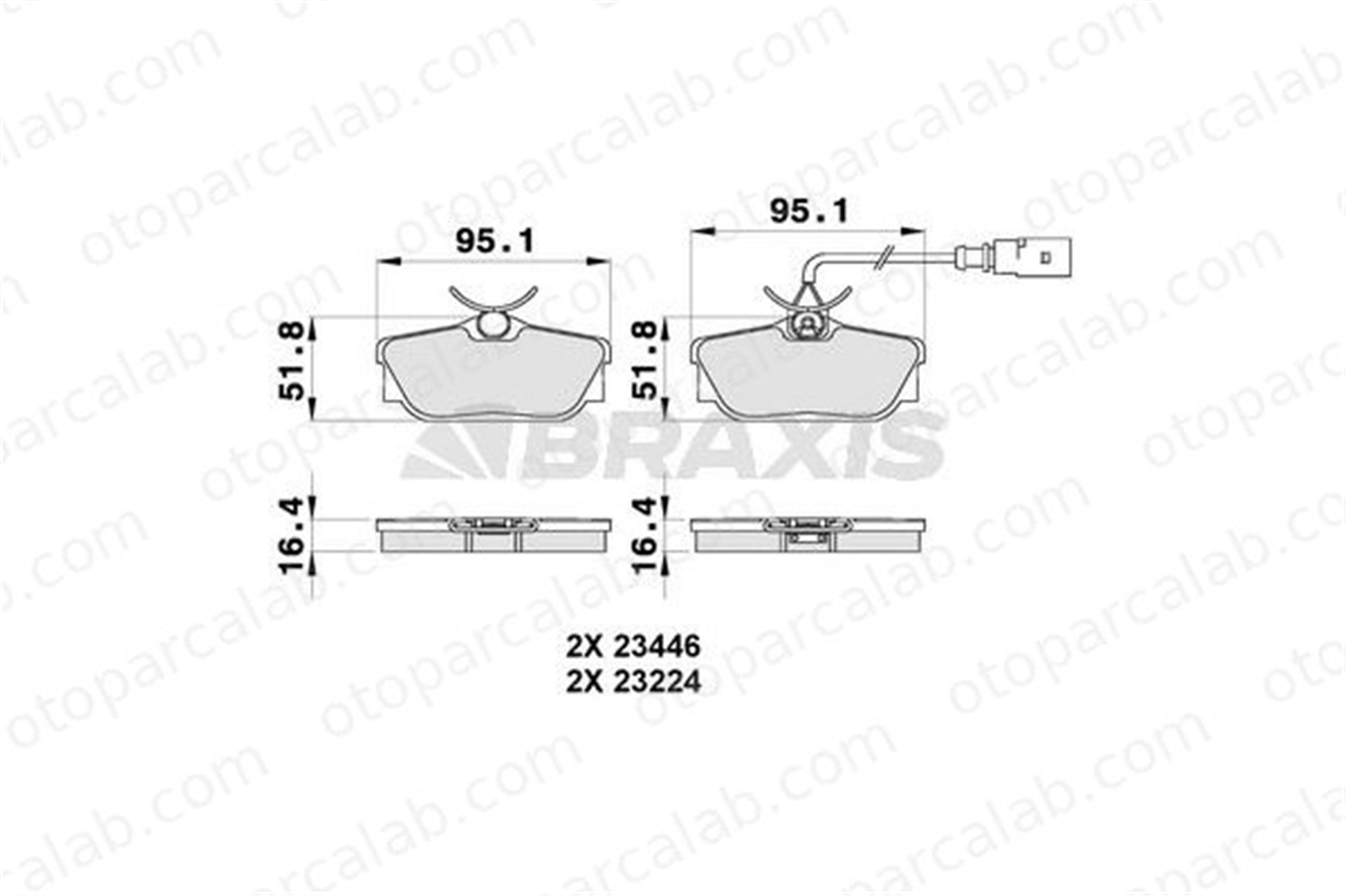 BRAXIS AB0184 Fren Disk Balata Arka VW SHARAN SEAT ALHAMBRA 5M212M008BB 7D0698451F