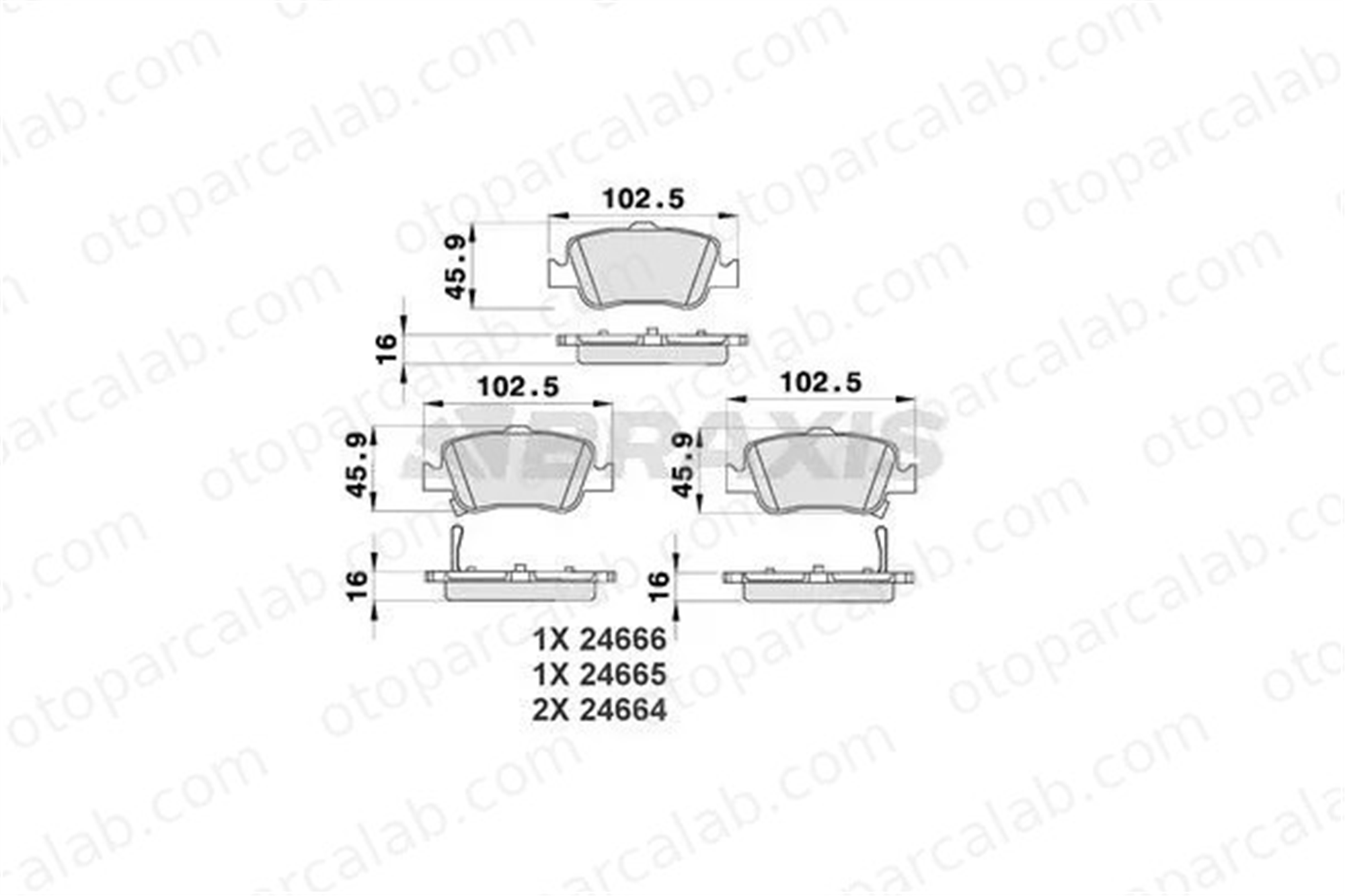 BRAXIS AB0190 Fren Disk Balata Arka TOYOTA AURIS AURIS Station wagon 446602170 0446602170
