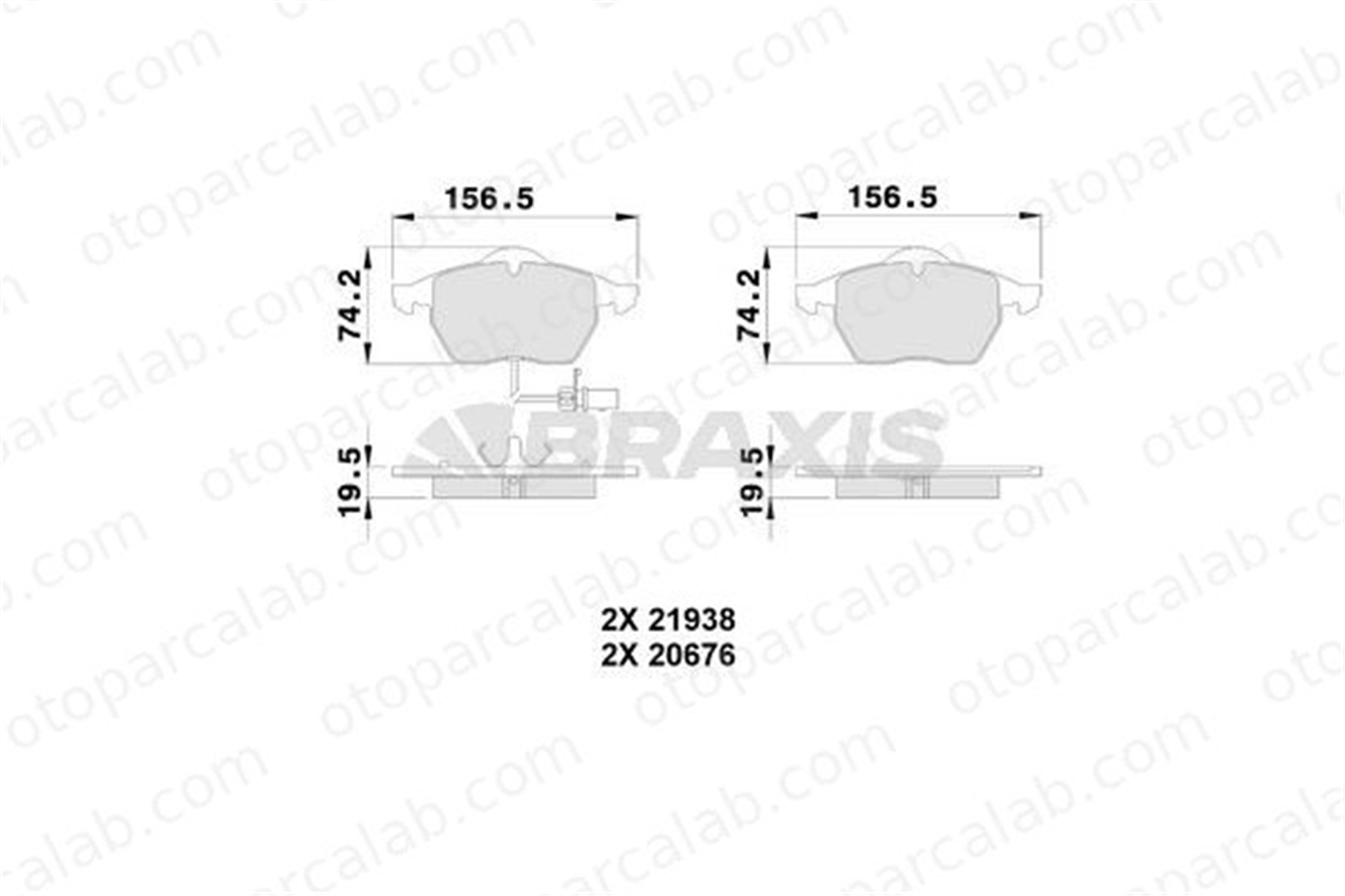 BRAXIS AB0224 Fren Disk Balata Ön AUDI A4 B5 A4 B5 Avant 4B0698151AB 4B0698151B