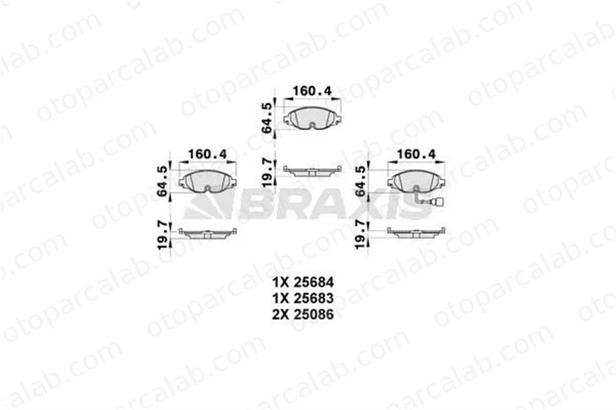 BRAXIS AB0313 Fren Disk Balata Ön VW GOLF VII SKODA OCTAVIA III Combi 8V0698151 8V0698151B