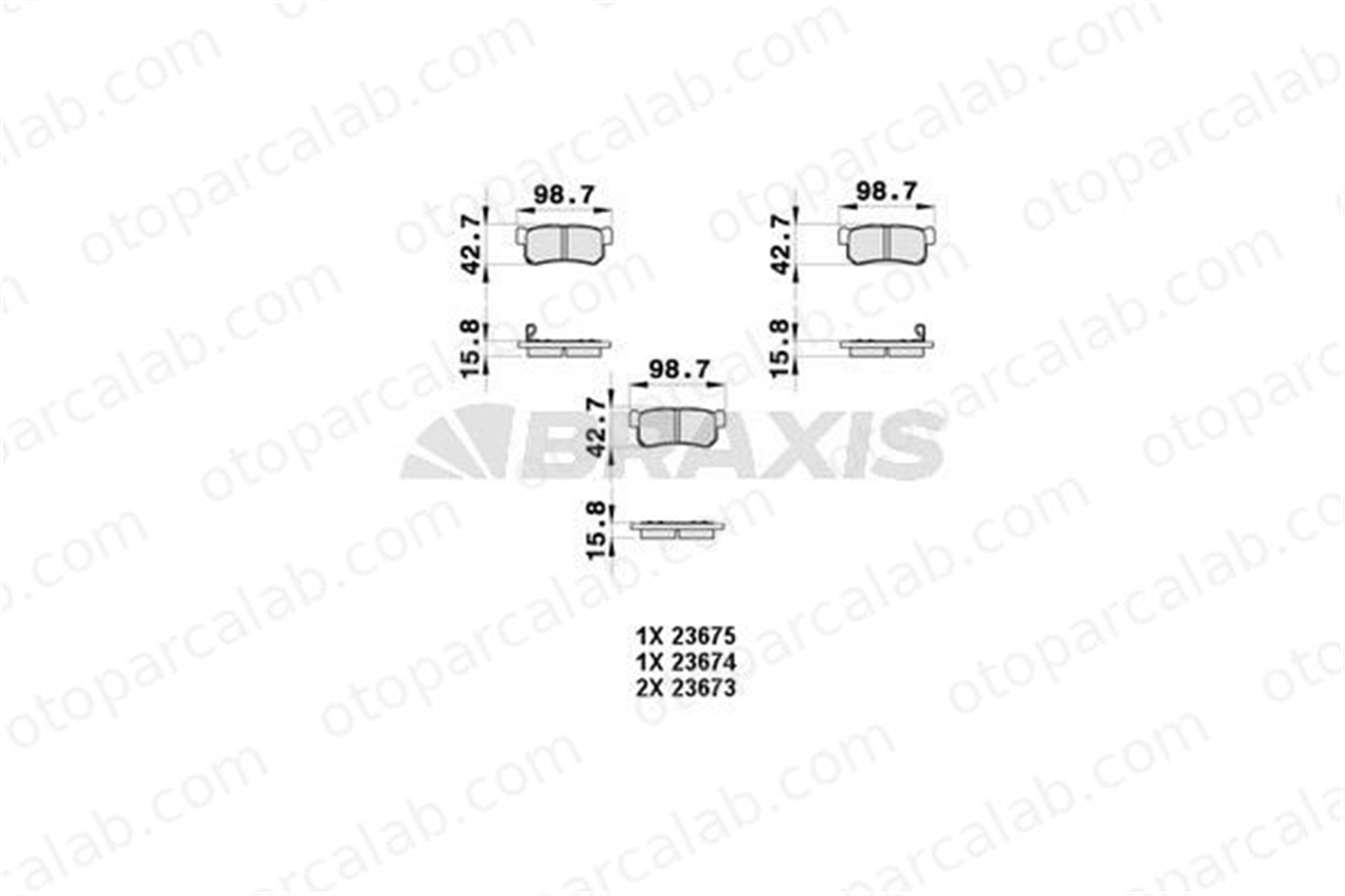 BRAXIS AB0359 Fren Disk Balata Arka SSANGYONG ACTYON I KYRON 48413090A1 4841308051