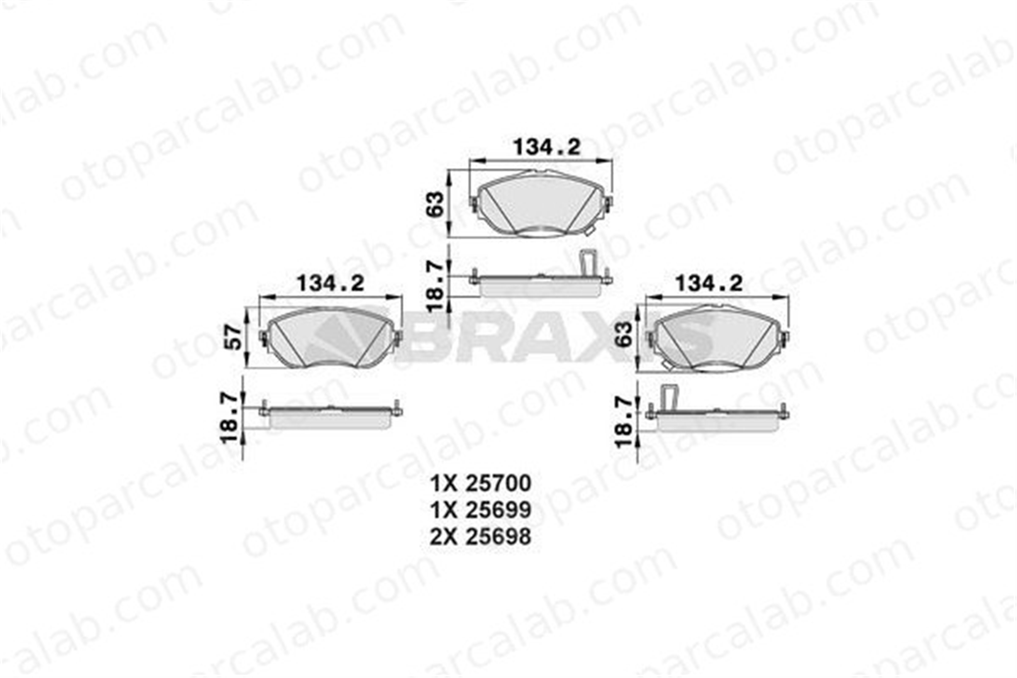 BRAXIS AB0493 Fren Disk Balata Ön TOYOTA COROLLA Sedan AURIS 446502390 04465-02390