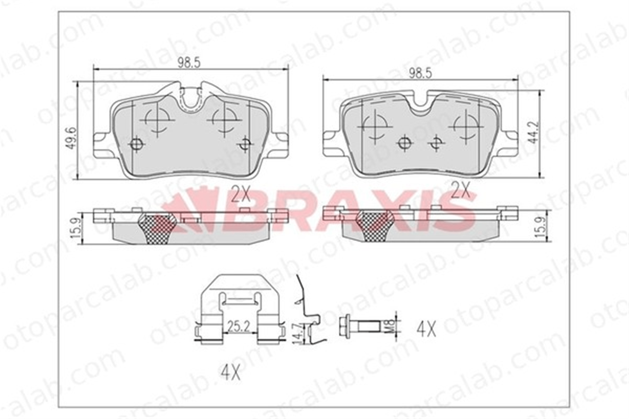 BRAXIS AB0625 Fren Disk Balata Arka BMW 3 3 Touring 34208844393 34206888825