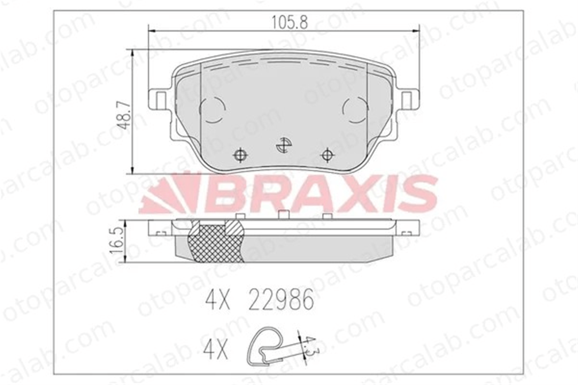 BRAXIS AB0632 Fren Disk Balata Arka MERCEDES-BENZ A-SERISI A-SERISI Sedan A0004207500 A0004205703