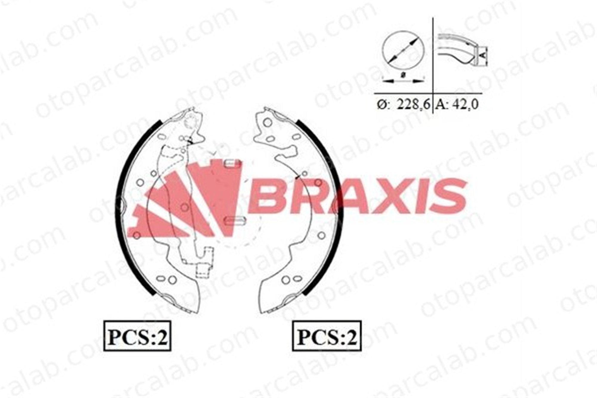 BRAXIS AC0053 Fren Pabuçlu Balata Arka PEUGEOT 405 I 405 I Break 7701202381 424193