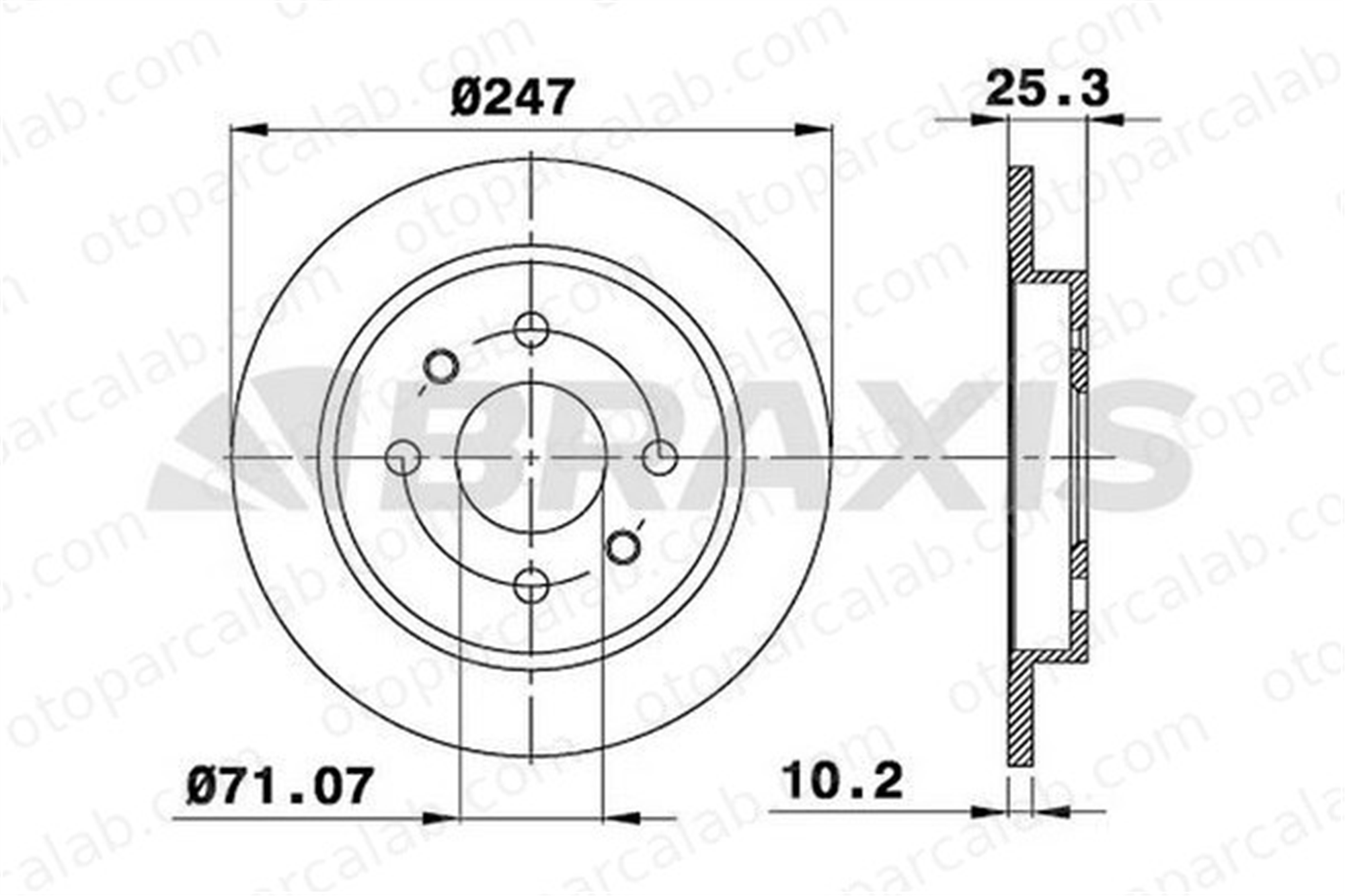 BRAXIS AE0097 Fren Disk Ayna Arka Sağ ve Sol CITROËN ZX PEUGEOT 206 Hatchback 4249F5
