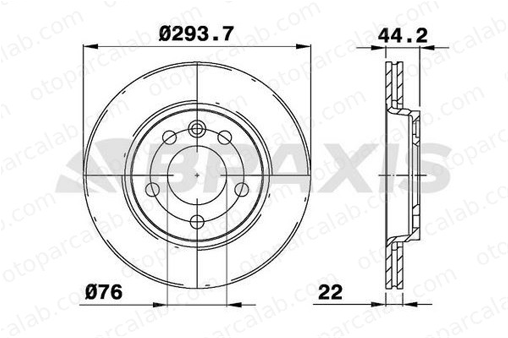 BRAXIS AE0205 Fren Disk Ayna Arka Sağ ve Sol VW TRANSPORTER T5 Minibüs/Otobüs TRANSPORTER T5 Panelvan/Van 7E0615601D 7H0615601B