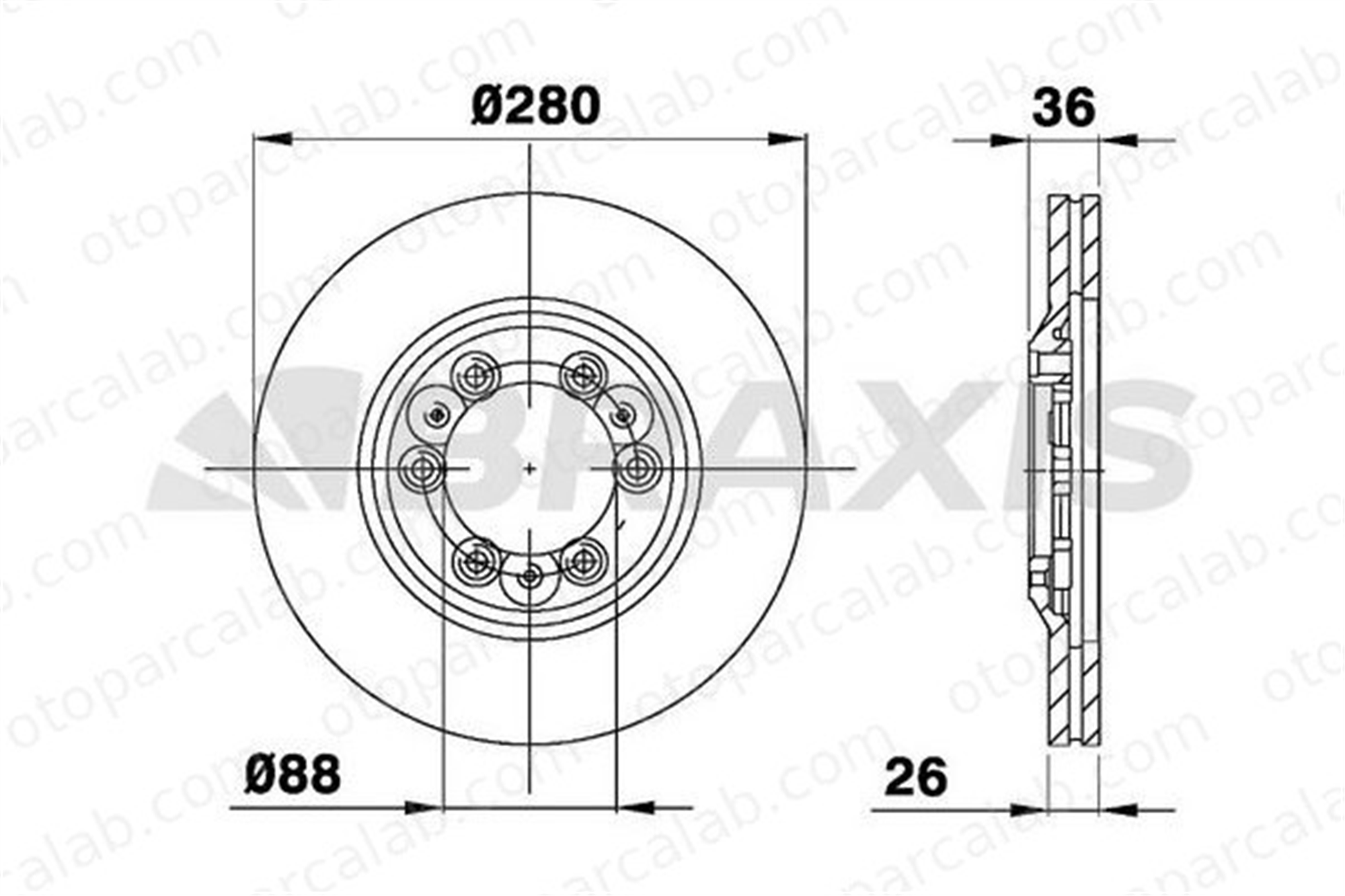 BRAXIS AE0251 Fren Disk Ayna Ön Sağ ve Sol PEUGEOT 607 407 97046 97034