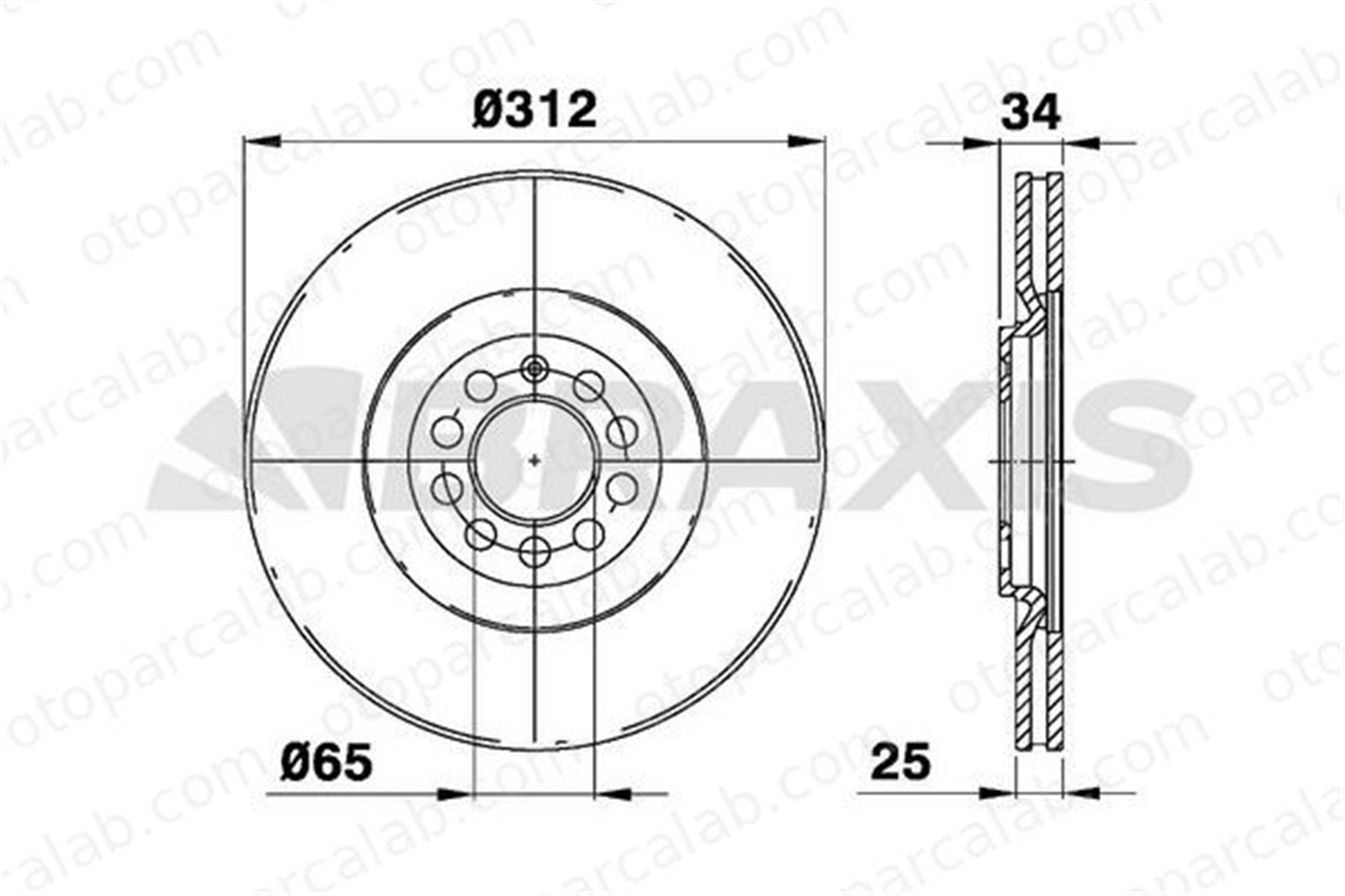 BRAXIS AE0253 Fren Disk Ayna Ön Sağ ve Sol AUDI TT Roadster VW GOLF IV Variant 8L0615301 8N0615301A