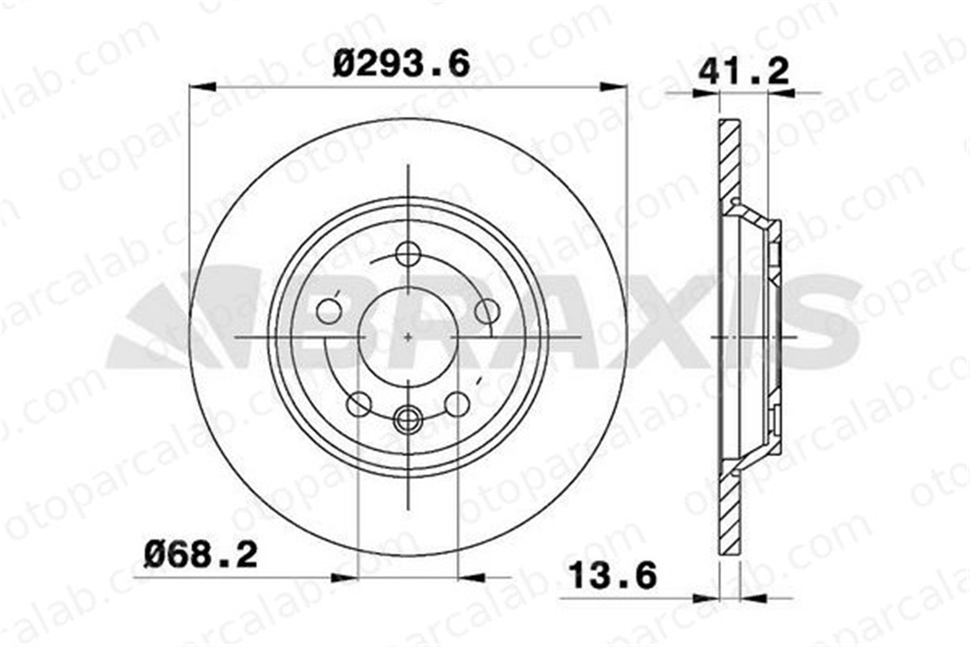 BRAXIS AE0305 Fren Disk Ayna Arka Sağ ve Sol VW SHARAN TRANSPORTER T4 Minibüs/Otobüs 1140278 7D0615601C