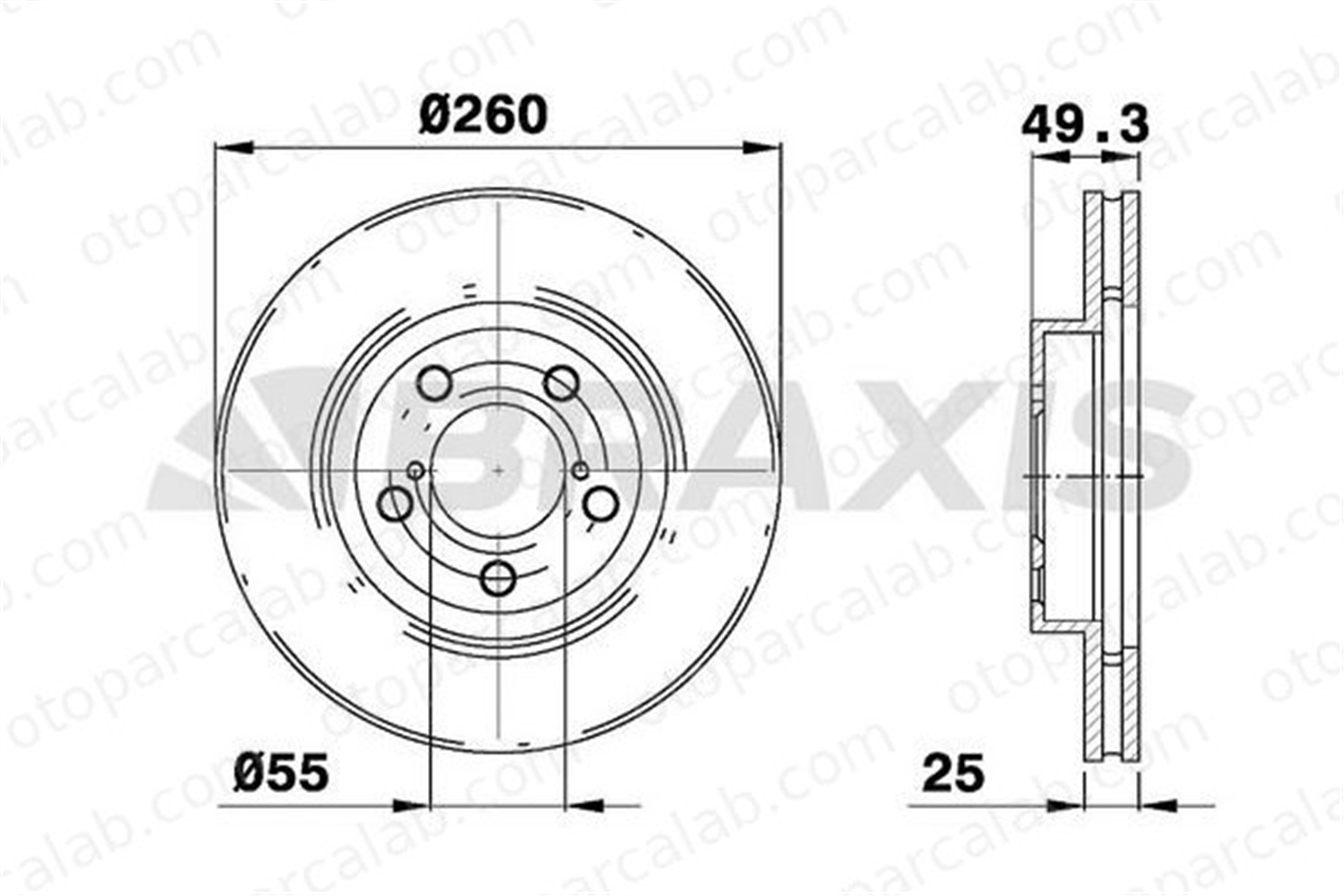 BRAXIS AE0331 Fren Disk Ayna Ön Sağ ve Sol TOYOTA AVENSIS AVENSIS Liftback 4351205030
