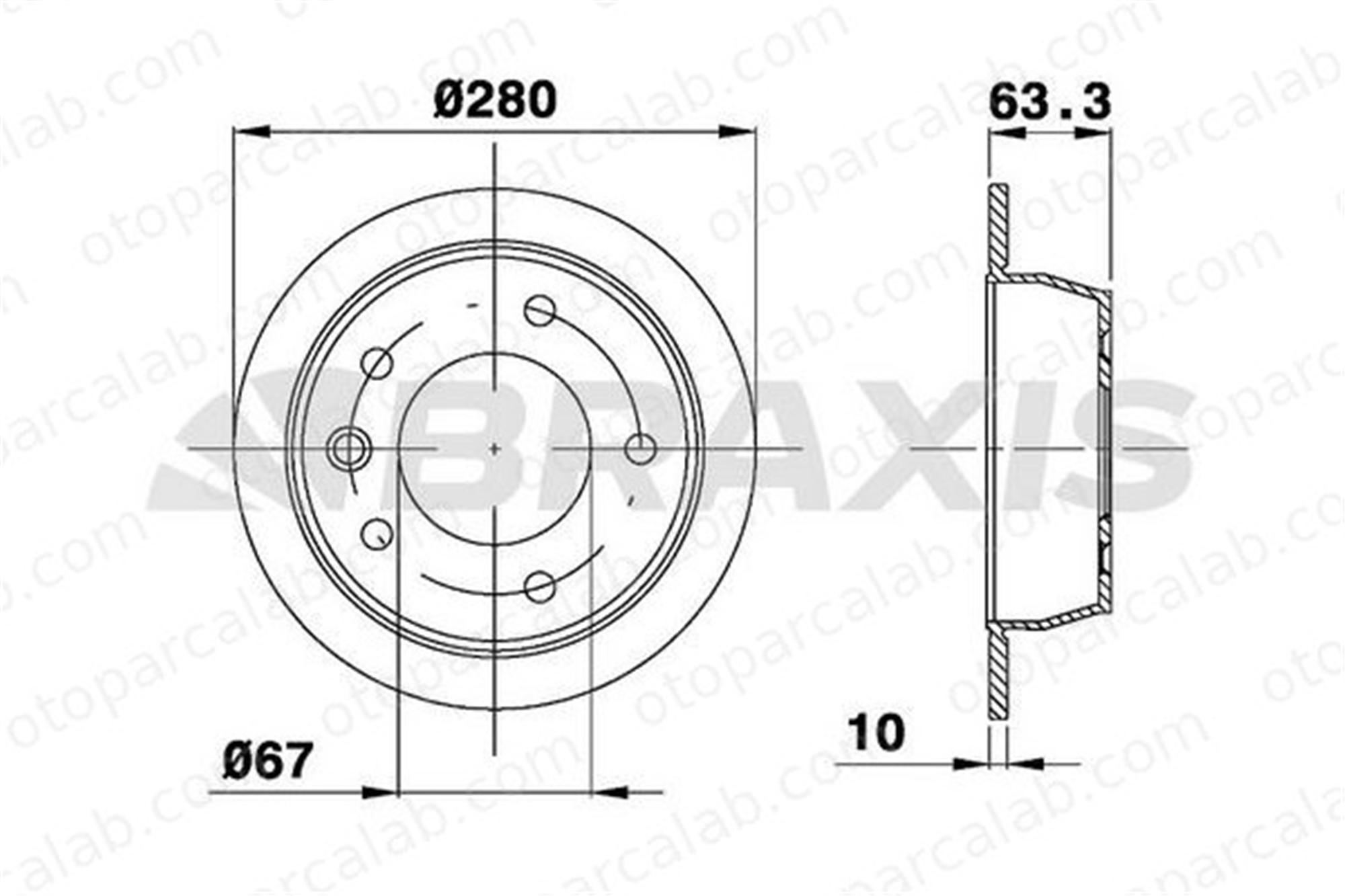BRAXIS AE0363 Fren Disk Ayna Arka Sağ ve Sol MERCEDES-BENZ VITO Minibüs/Otobüs VITO Panelvan/Van A6384230112 6384230112