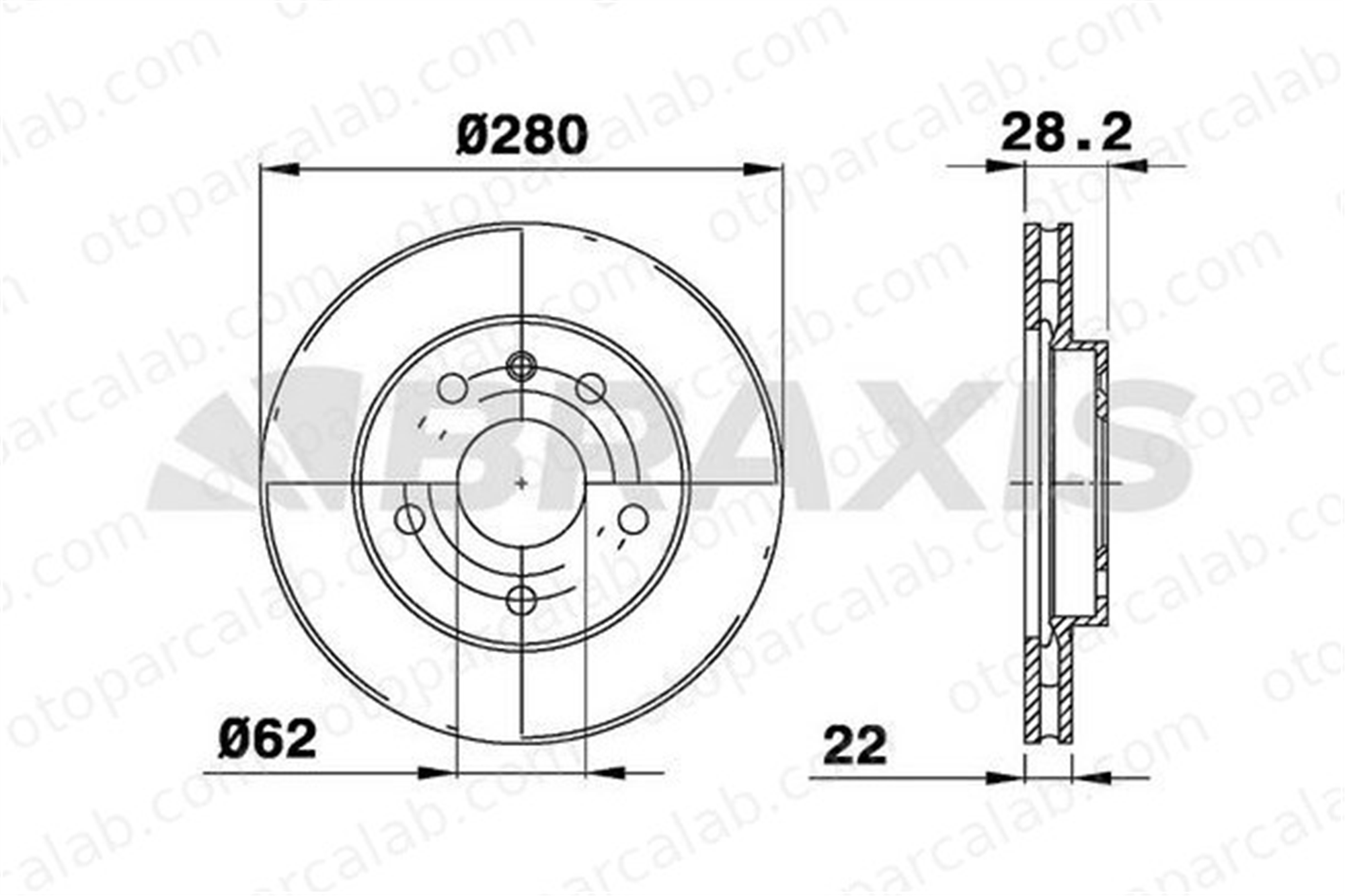 BRAXIS AE0429 Fren Disk Ayna Ön Sağ ve Sol VW GOLF III VENTO 1H0615301A