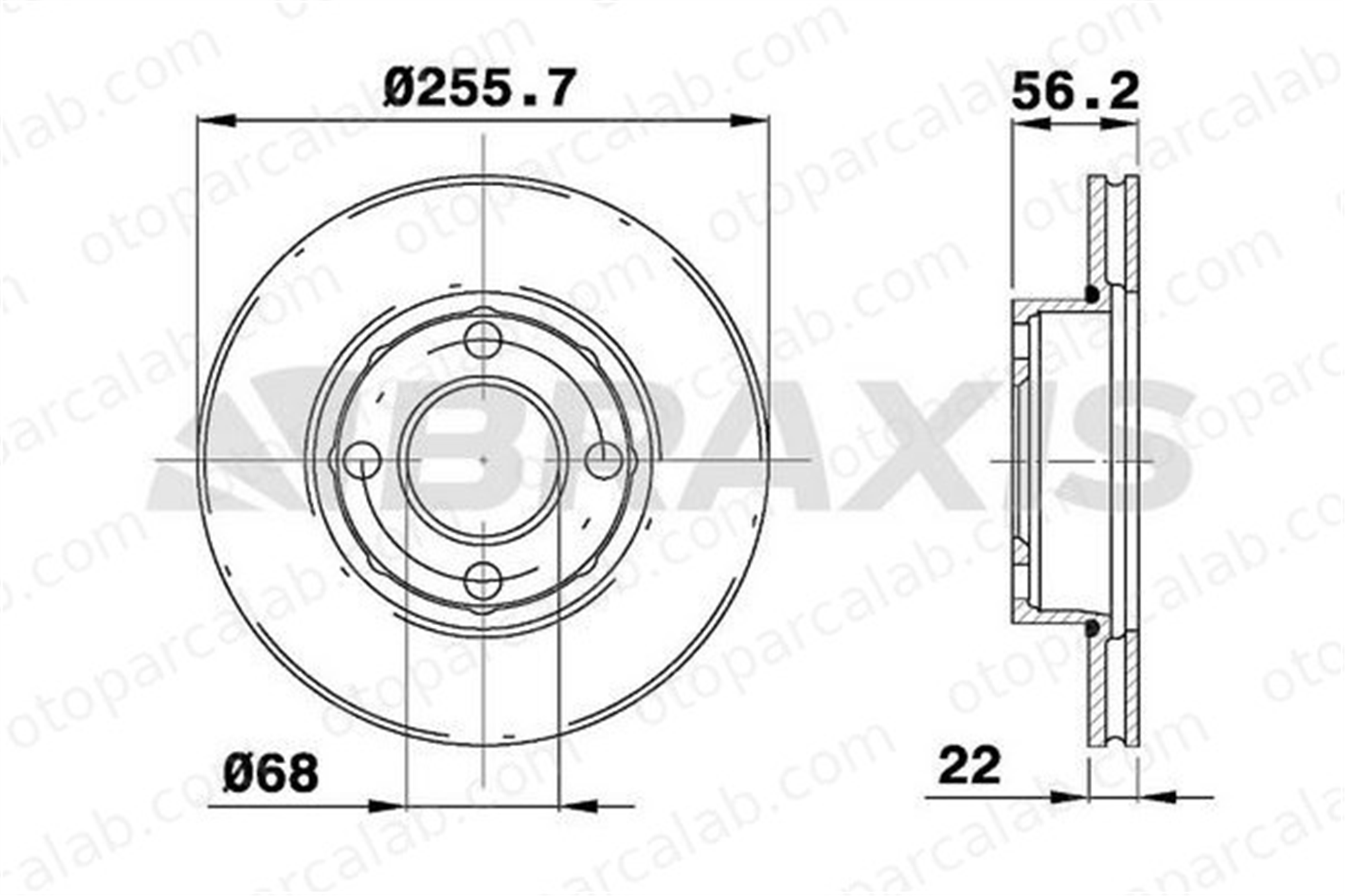 BRAXIS AE0443 Fren Disk Ayna Ön Sağ ve Sol AUDI COUPE B3 80 B4 Sedan DF2599 895615301A