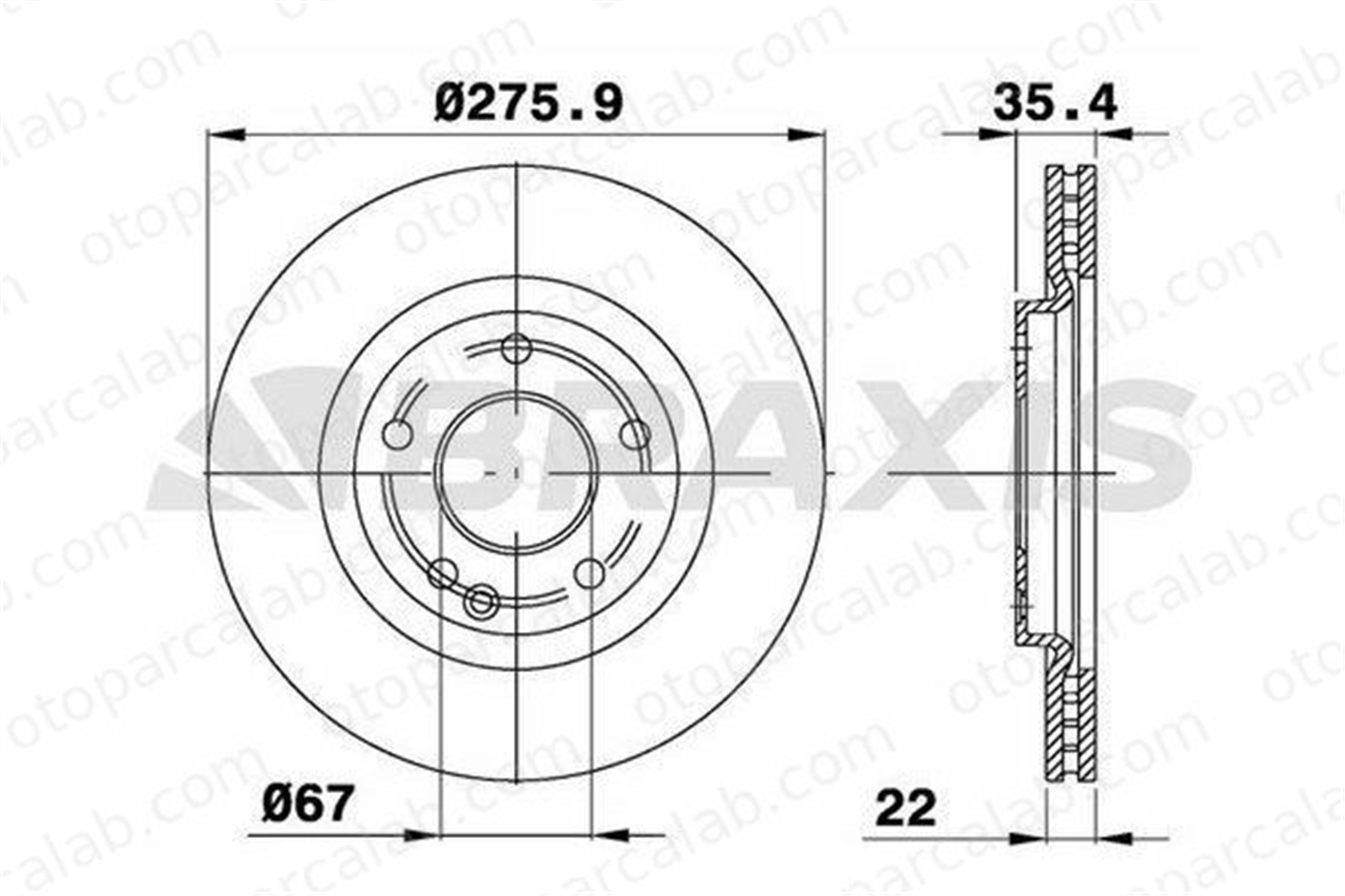 BRAXIS AE0544 Fren Disk Ayna Ön Sağ ve Sol MERCEDES-BENZ A-SERISI A168421071264 1684210612