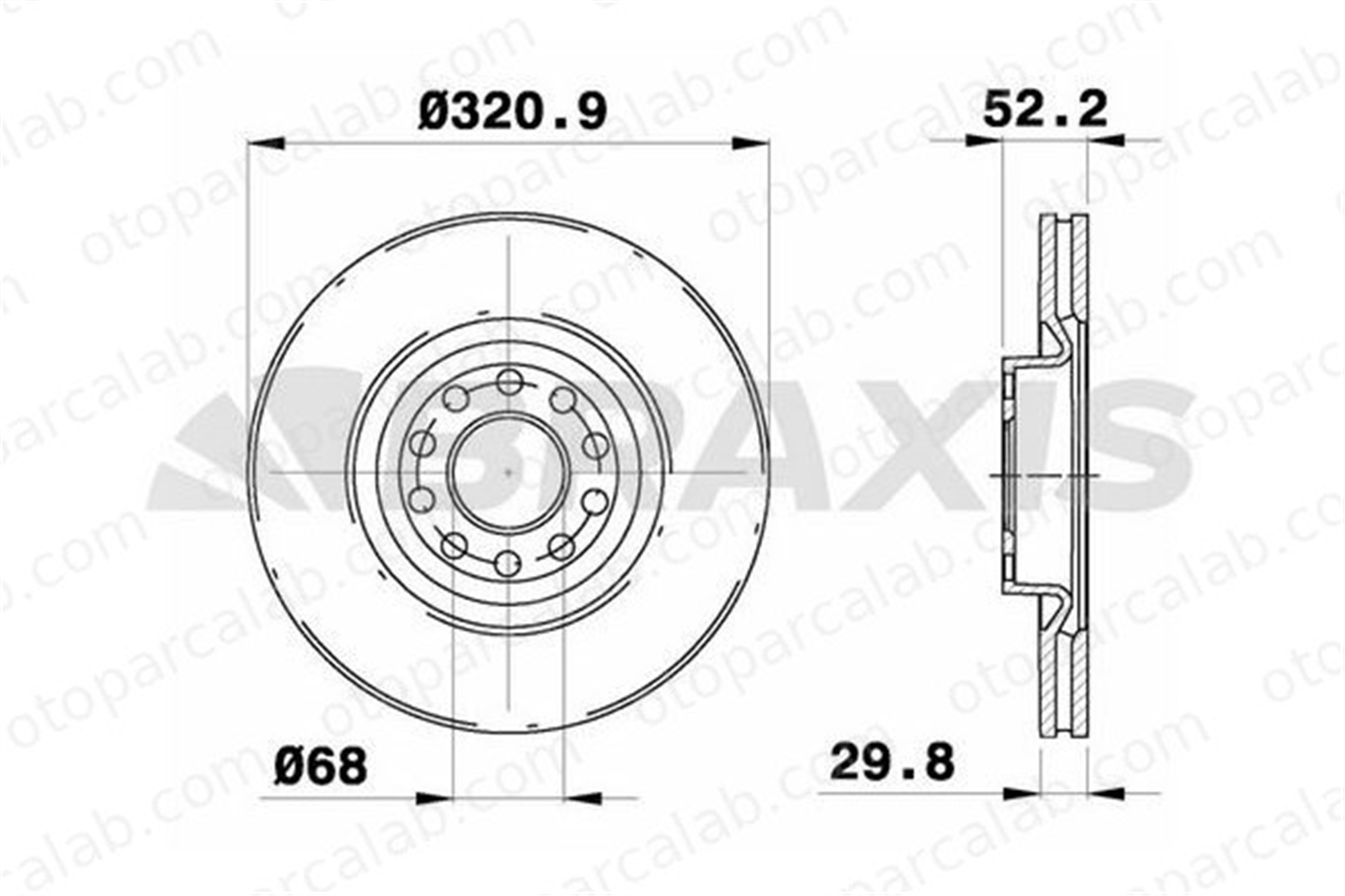 BRAXIS AE0771 Fren Disk Ayna Ön Sağ ve Sol AUDI A6 C5 A6 C5 Avant 4B3615301