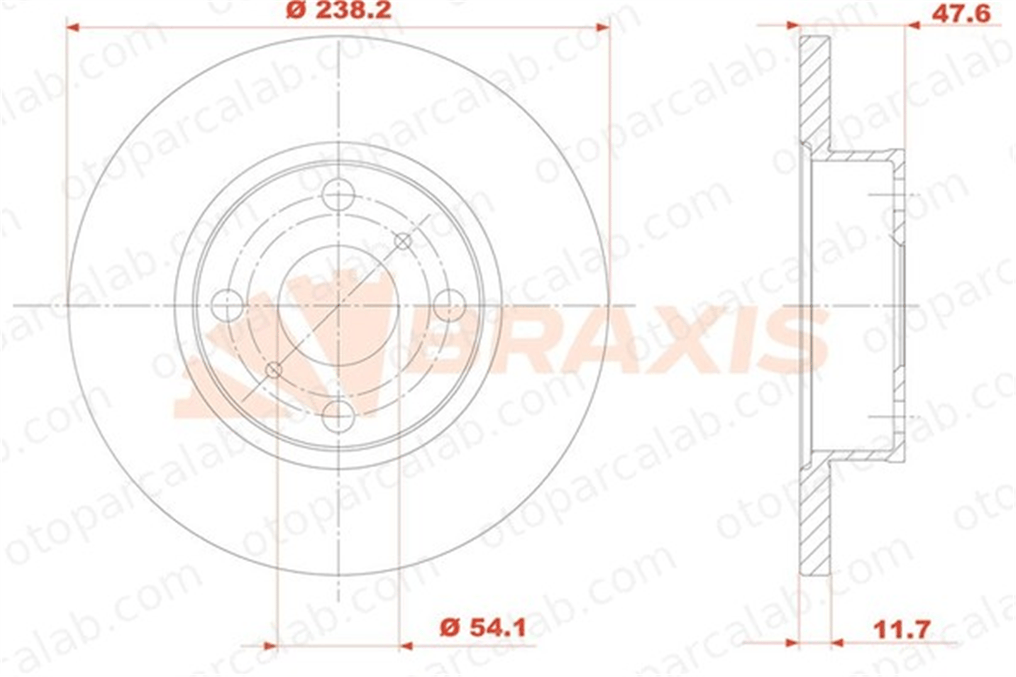 BRAXIS AE0807 Fren Disk Ayna Ön Sağ ve Sol TOYOTA COROLLA COROLLA Compact 4351212230 4351212240