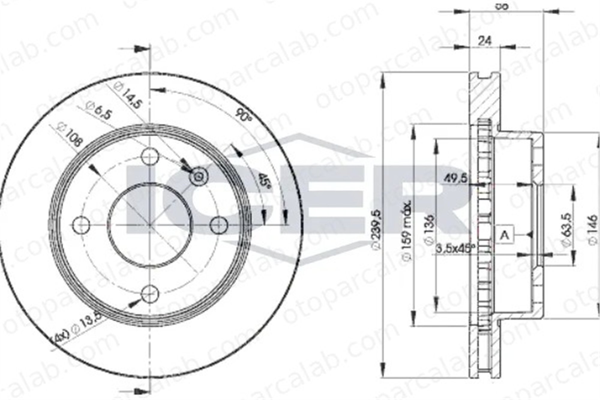 BRAXIS AE0820 Fren Disk Ayna Ön Sağ ve Sol FORD SIERRA II SIERRA II Turnier 5022659 1096104